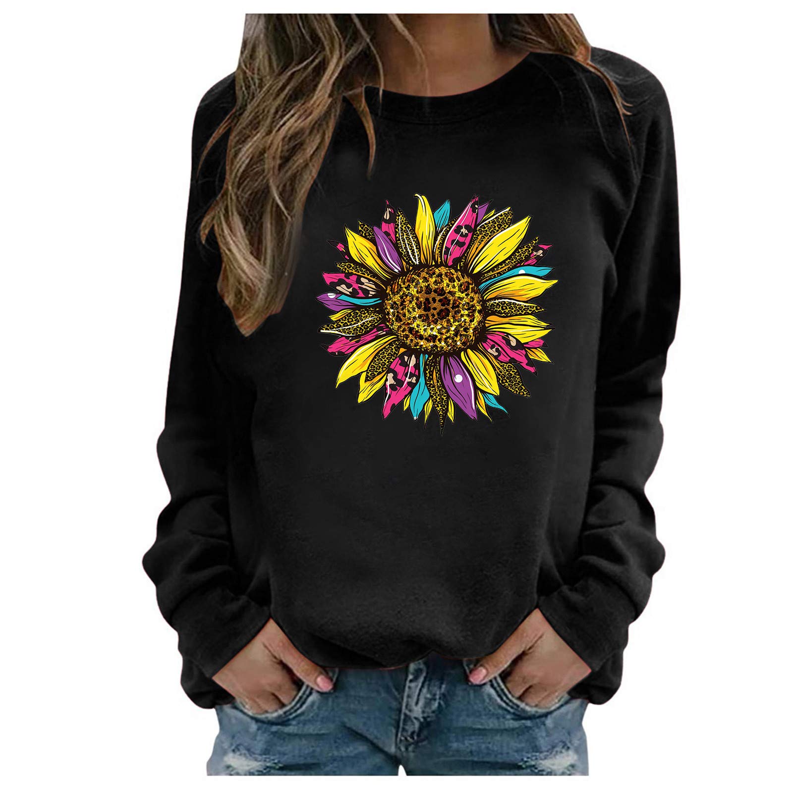 Women's Long Sleeve Tie Dye Tunic Top - Round Neck Loose Fit Casual Shirt with Irregular Hem | Perfect for Everyday Wear, Boho Outfits & Layering