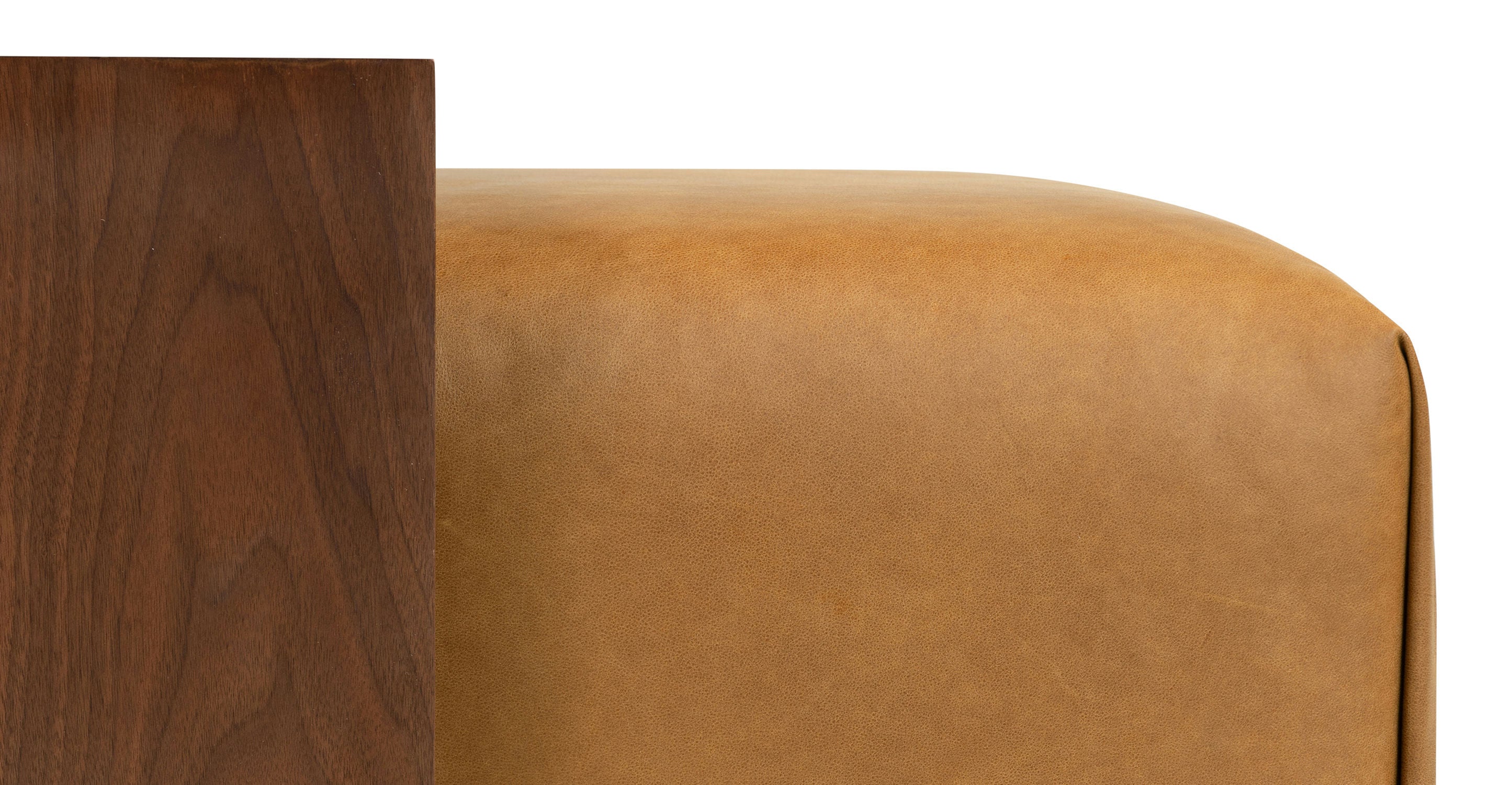 Jarmo Leather Ottoman with Walnut Table - Stylish Footrest & Coffee Table for Living Room, Bedroom, or Office - Premium Leather & Wood Furniture for Home Decor