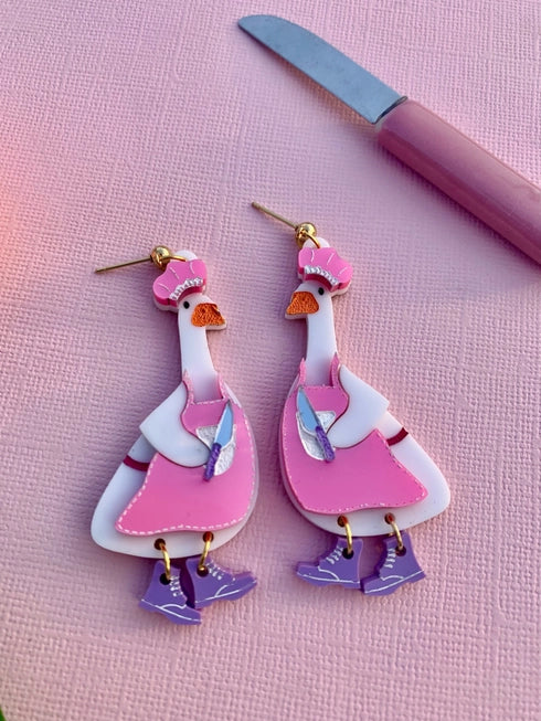 Chef Gordon Goose Earrings - Unique Handmade Jewelry for Women - Perfect Gift for Cooking Enthusiasts & Food Lovers