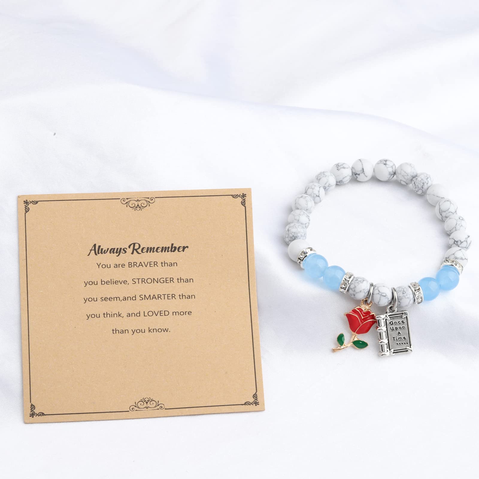 MYOSPARK Beauty and the Beast Belle Rose Inspired Bracelet - Princess Jewelry Gift for Women & Girls - Perfect for Movie Fans, Cosplay, and Special Occasions