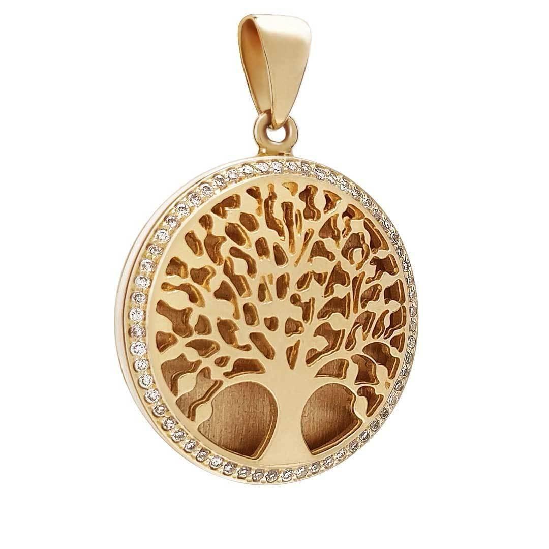 14K Yellow Gold Tree of Life Diamond Pendant Necklace - Handmade Jewelry from Jerusalem - Perfect for Women's Gifts, Anniversaries & Spiritual Occasions