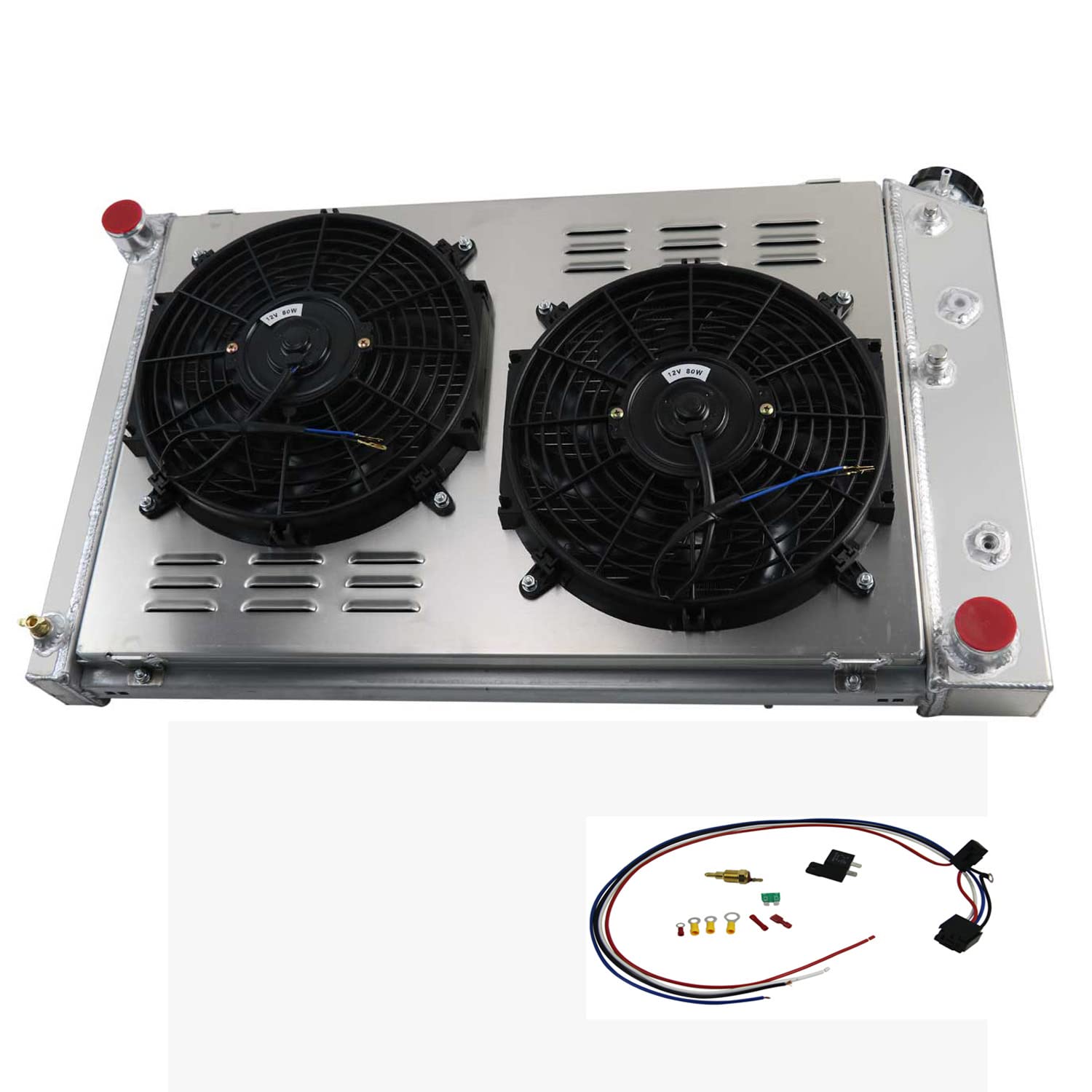 4-Row Aluminum Radiator with Shroud & 12