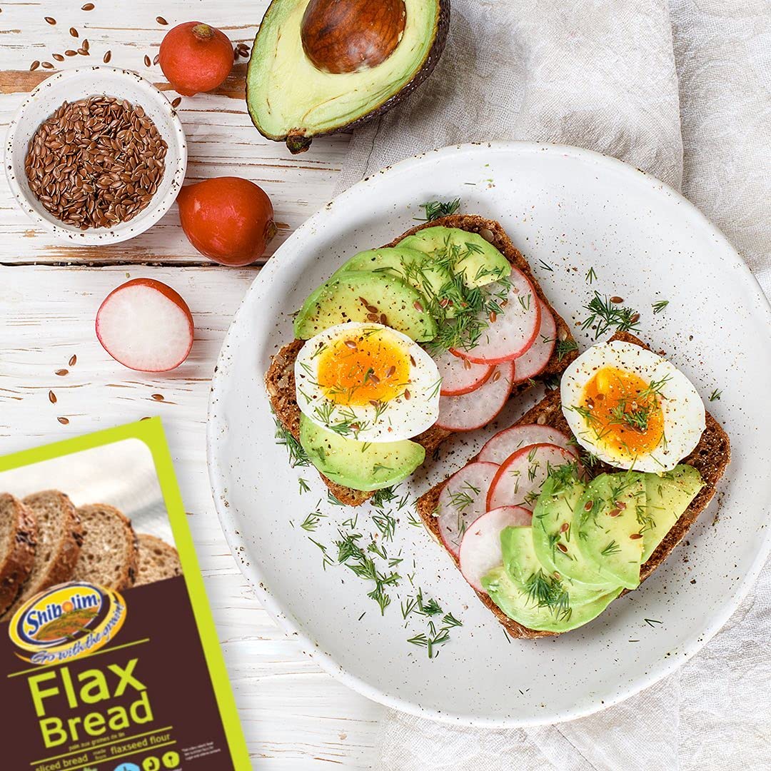 Shibolim FlaxSeed Bread (1 Pound) - Low Carb, Zero Net Carbs, Keto Friendly, High Fiber & Protein, Vegan - Perfect for Keto Diet, Weight Loss & Healthy Breakfast