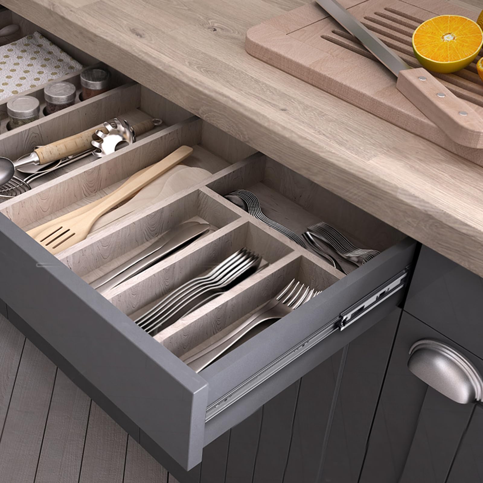 VEVOR 20 Inch Soft-Close Drawer Slides - 10 Pairs Heavy Duty Side Mount Rails, Full Extension Steel Ball Bearing Tracks for Kitchen Cabinets, Noiseless Glides with 100 Lbs Load Capacity - Perfect for Kitchen Remodeling, Office Furniture & Storage Organization