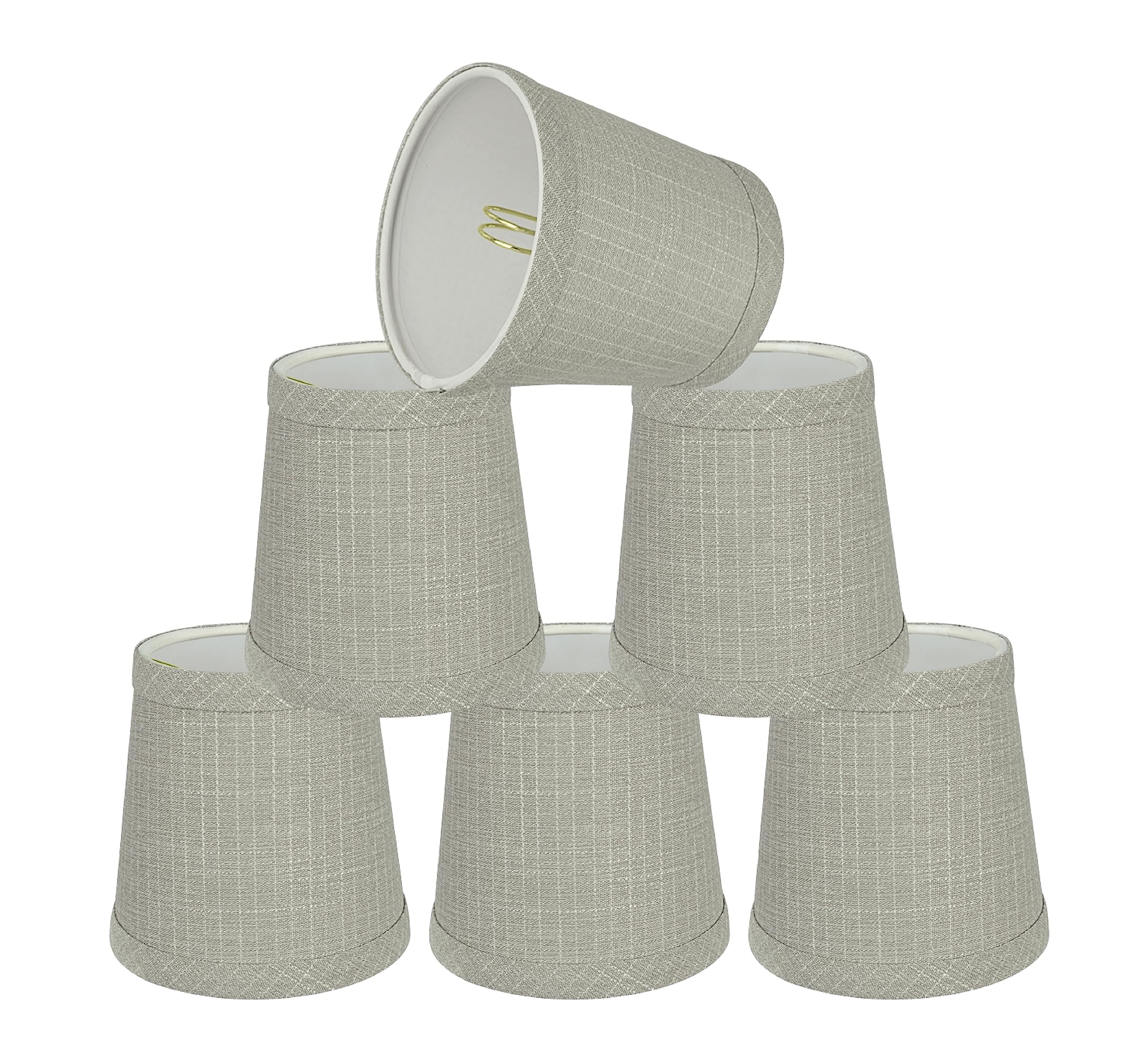 Aspen Creative 32721-6 Small Hardback Empire Shape Chandelier Clip-On Lamp Shade Set (6 Pack) - Transitional Grey Design, 4