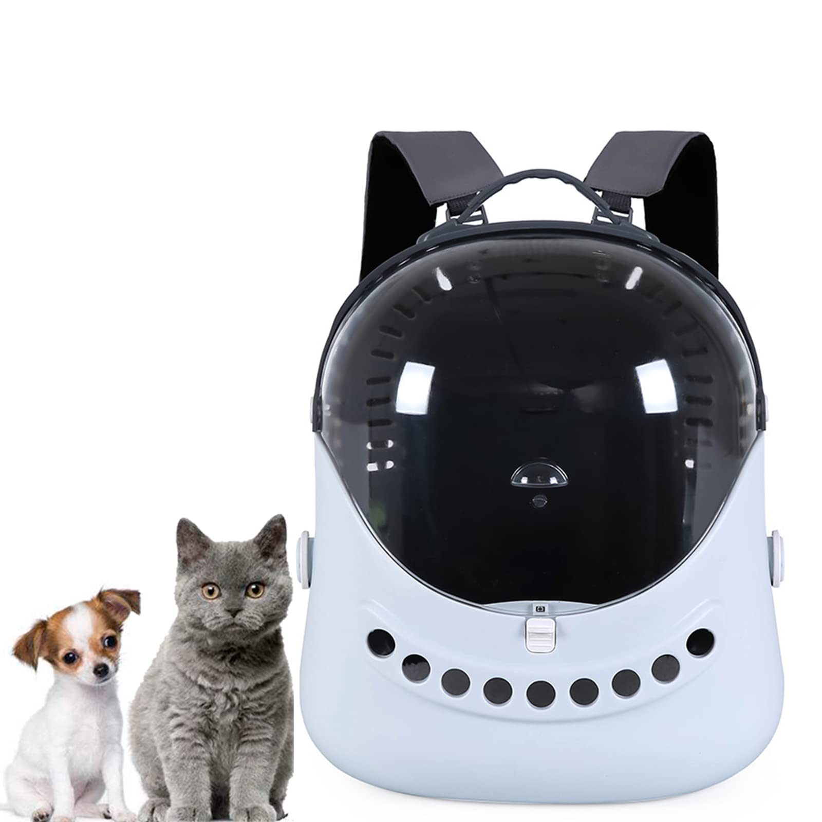 Ventilated Pet Backpack Carrier for Cats & Small Dogs - Comfortable Travel Hiking Backpack with Removable Pad - Gray - Perfect for Outdoor Adventures, Air Travel & Vet Visits