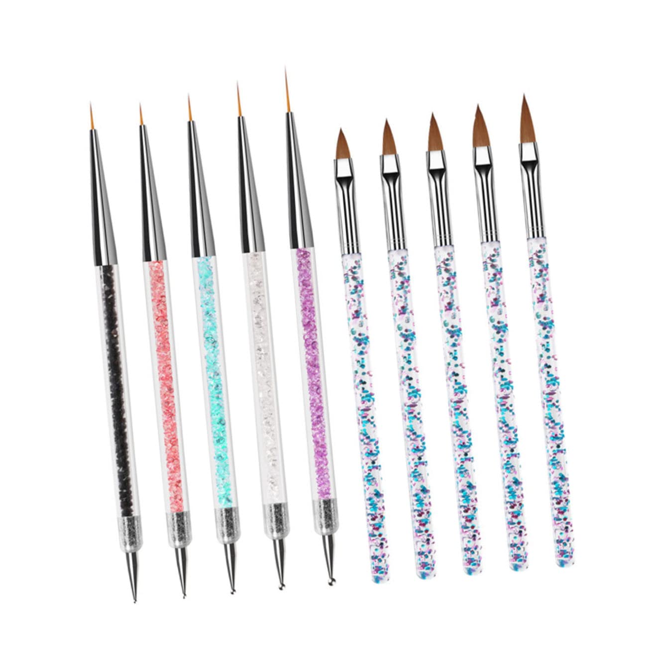 Professional Nail Art Brushes Set - 10pcs UV Gel Dotting Pens & Liner Brushes for Home Manicure | DIY Nail Design, Acrylic & Gel Polish Application | Perfect for Salon & Home Use