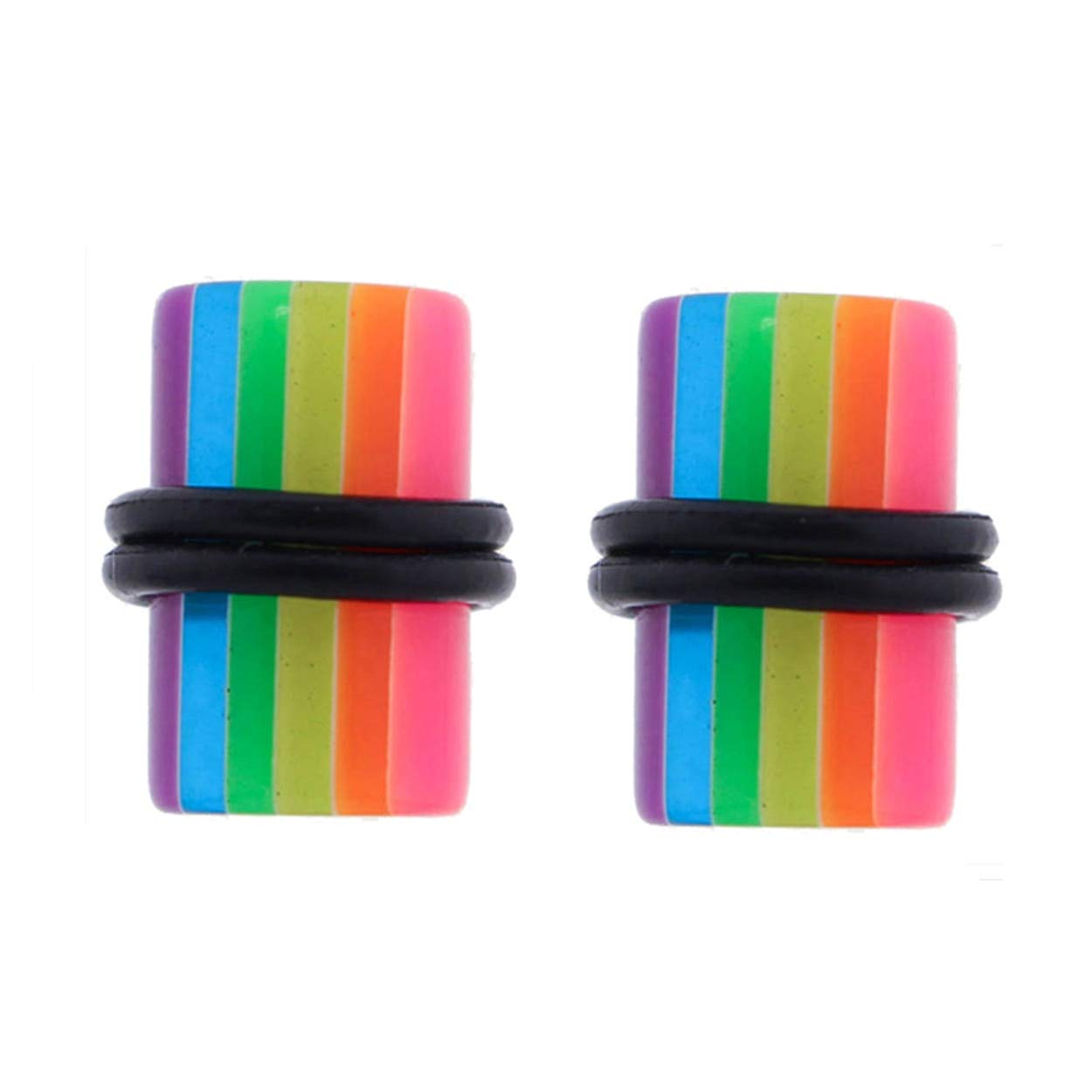 Lex & Lu Acrylic UV Sensitive Layered Ear Plugs with O-Rings - 10G to 0 Gauge Stretching Jewelry for Body Modification & Alternative Fashion