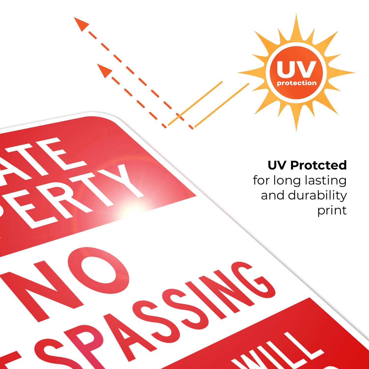 Private Property No Trespassing Sign - 18x24 Inches Rust-Free .063 Aluminum - Fade Resistant Indoor/Outdoor Warning Sign - Made in USA - Perfect for Farms, Ranches & Property Boundaries