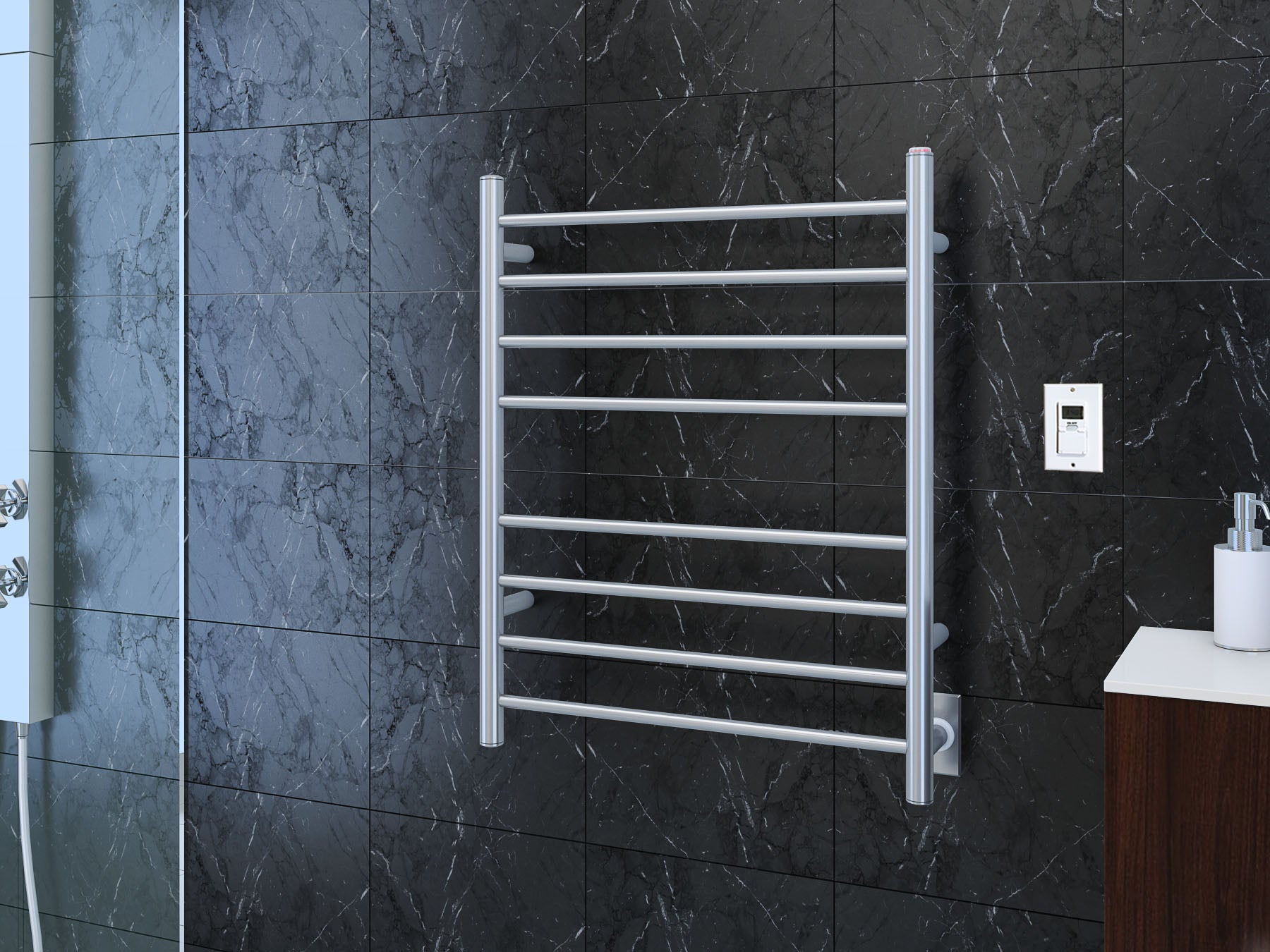 Prestige Dual 8 Bar Hardwired & Plug-in Stainless Steel Towel Warmer with Timer - Perfect for Bathroom, Spa, and Luxury Home Use