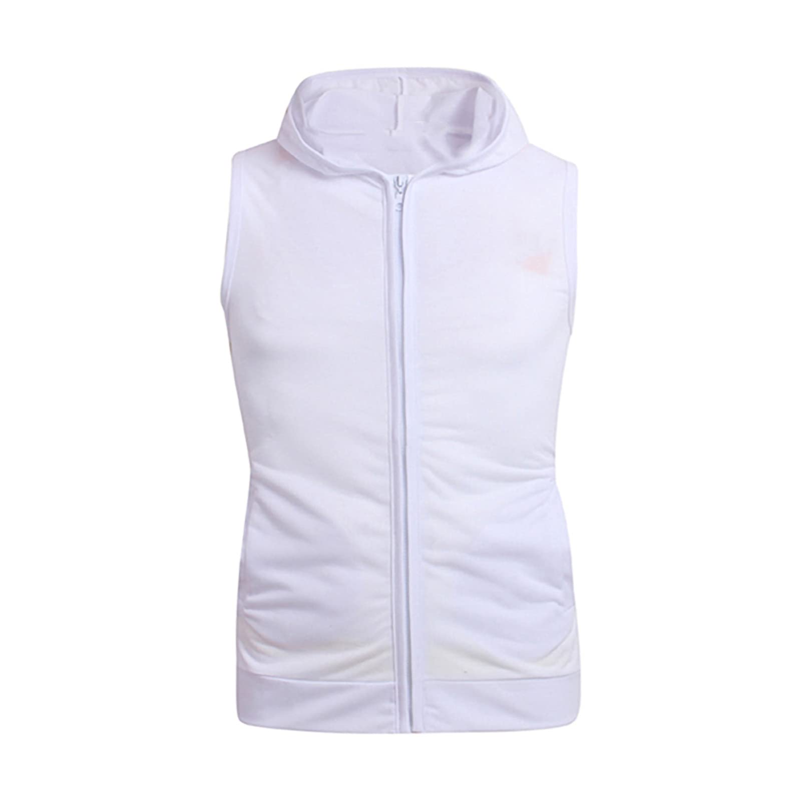 GBSELL Men's Sleeveless Hoodie - White Summer Beach Tank Top for Casual Wear