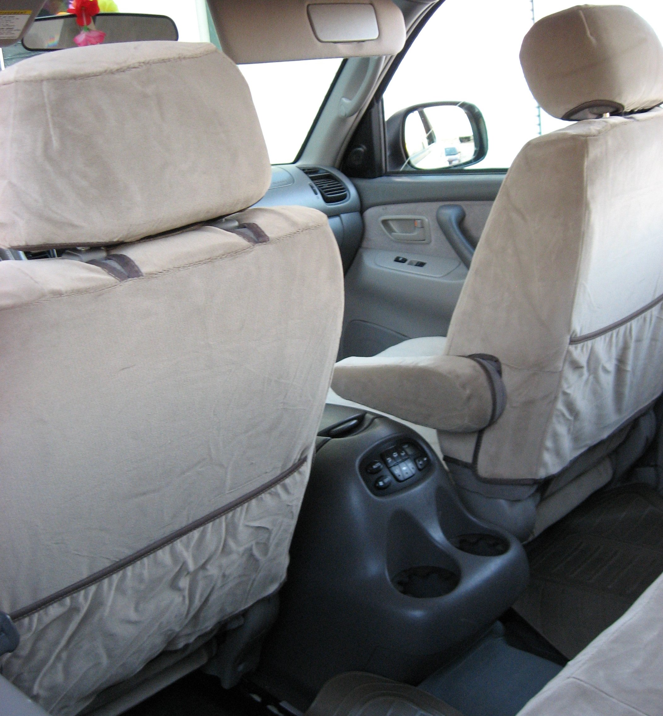 Durafit Custom Seat Covers for 2000-2004 Toyota Sequoia - Tan Color, 3-Row Full Set - Perfect for Road Trips, Family Outings & Off-Road Adventures