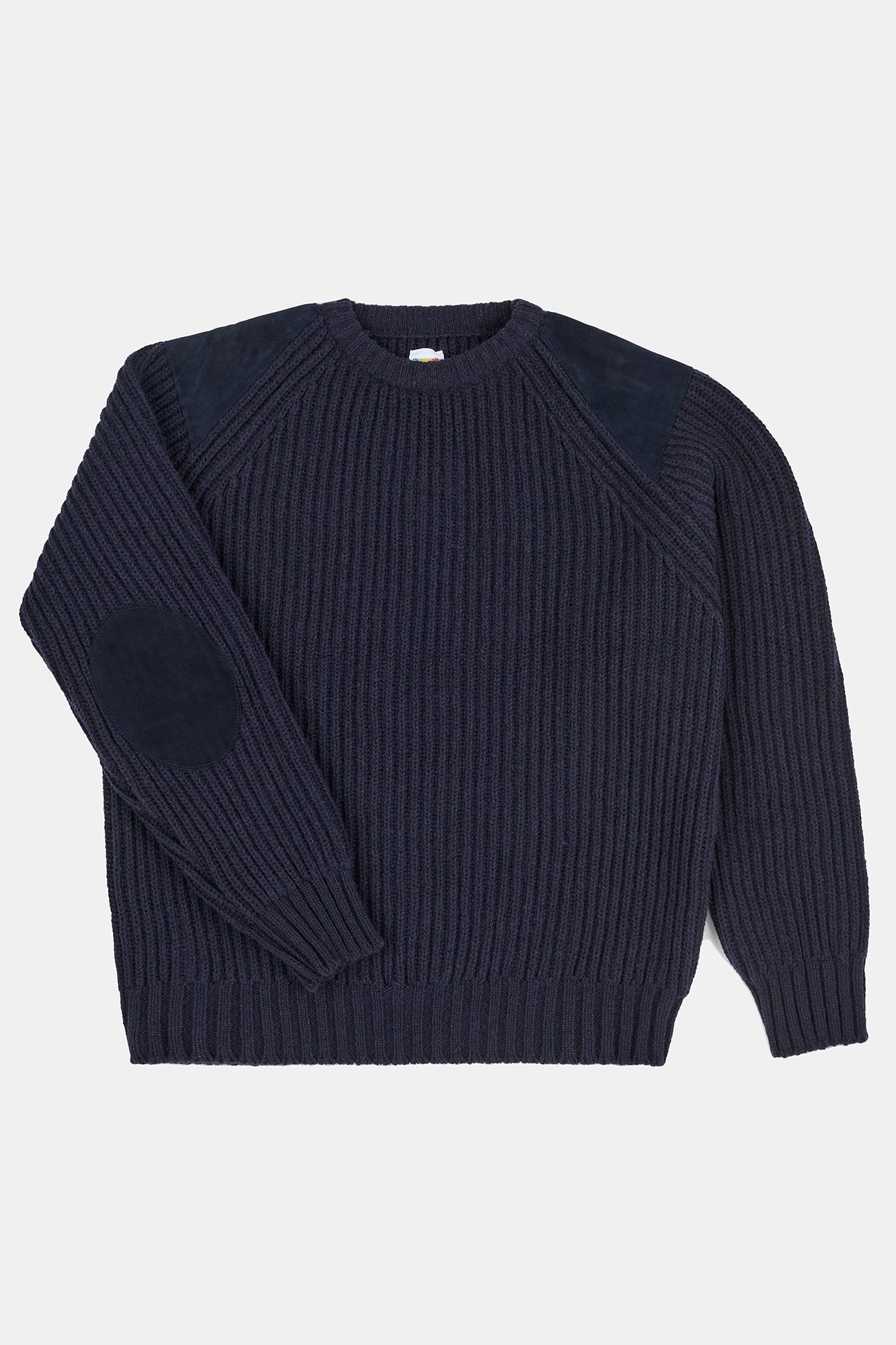 Premium Men's Lambswool Fisherman Ribbed Sweater - Navy Blue Crewneck Pullover for Winter Warmth | Cozy Casual Wear & Office Outfits
