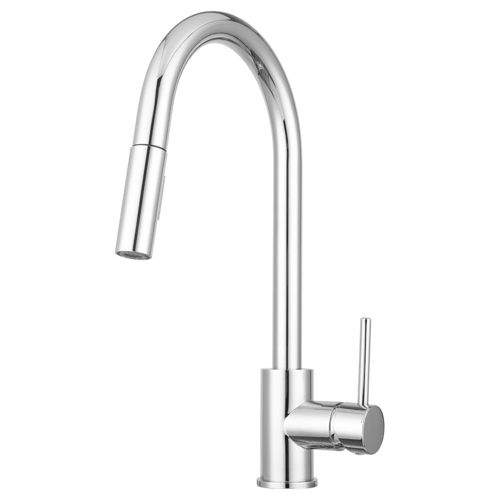 Dura Faucet RV Streamline Single Handle Pull-Down Kitchen Sink Faucet with Optional Deck Plate - Chrome Polished Finish for RV, Camper, and Tiny Home Kitchen Upgrades