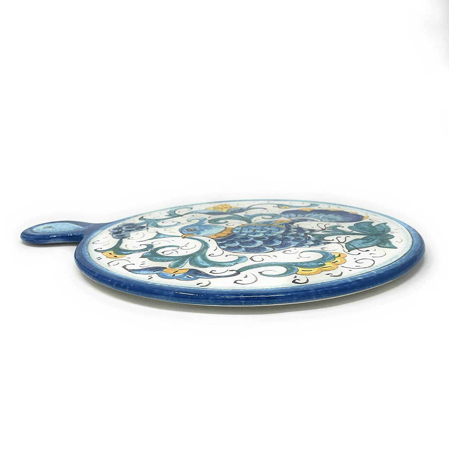 Italian Ceramic Trivet Hand Painted in Tuscany - CERAMICHE PARRINI Artisan Kitchenware Collection - Birds Design Pottery Tile Made in Italy - Perfect for Hot Dishes, Table Decor & Gift Giving