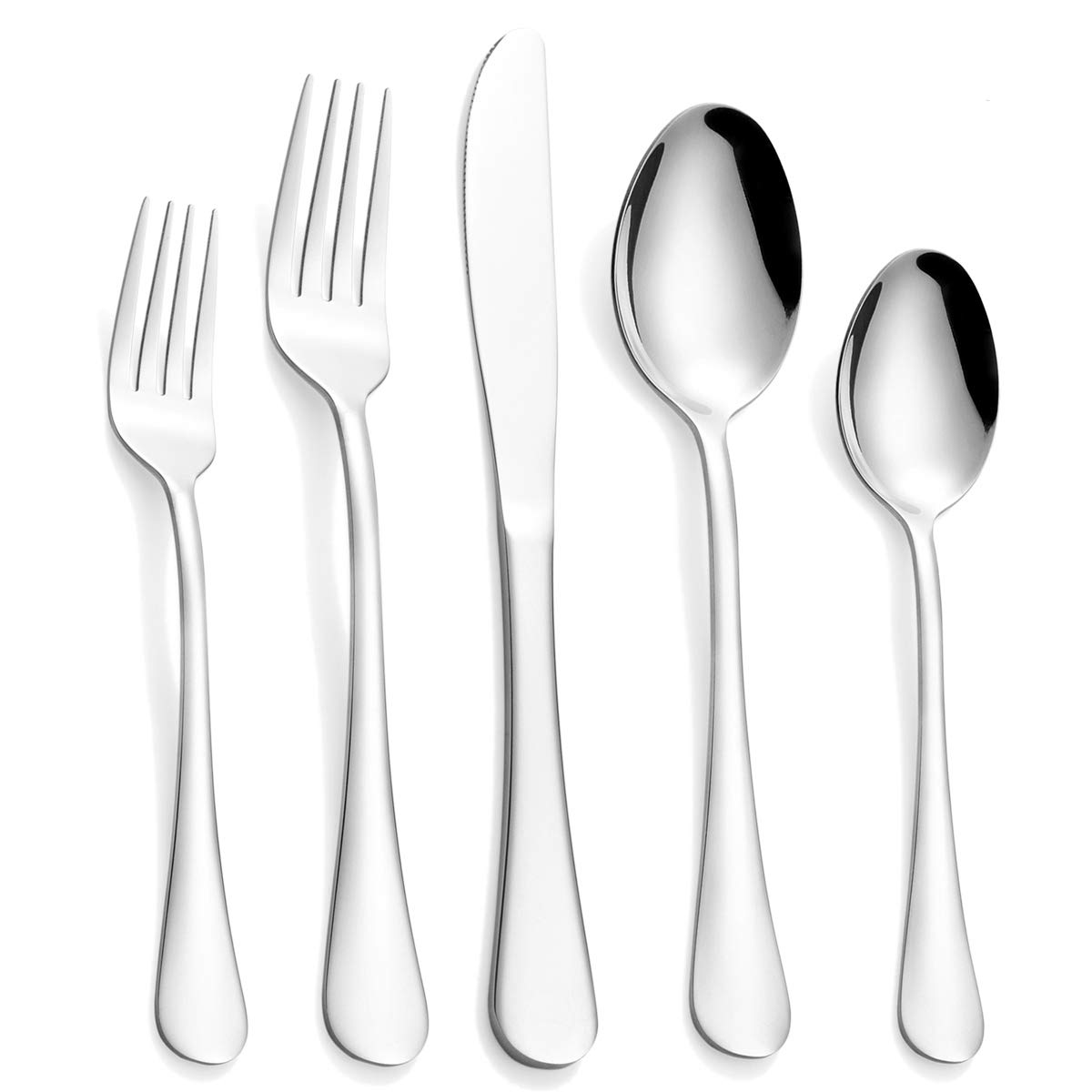 20-Piece Stainless Steel Silverware Set for 4 - Modern Flatware Cutlery Set with Forks, Spoons & Knives - Mirror Polished, Dishwasher Safe - Perfect for Restaurants, Dinner Parties & Everyday Dining