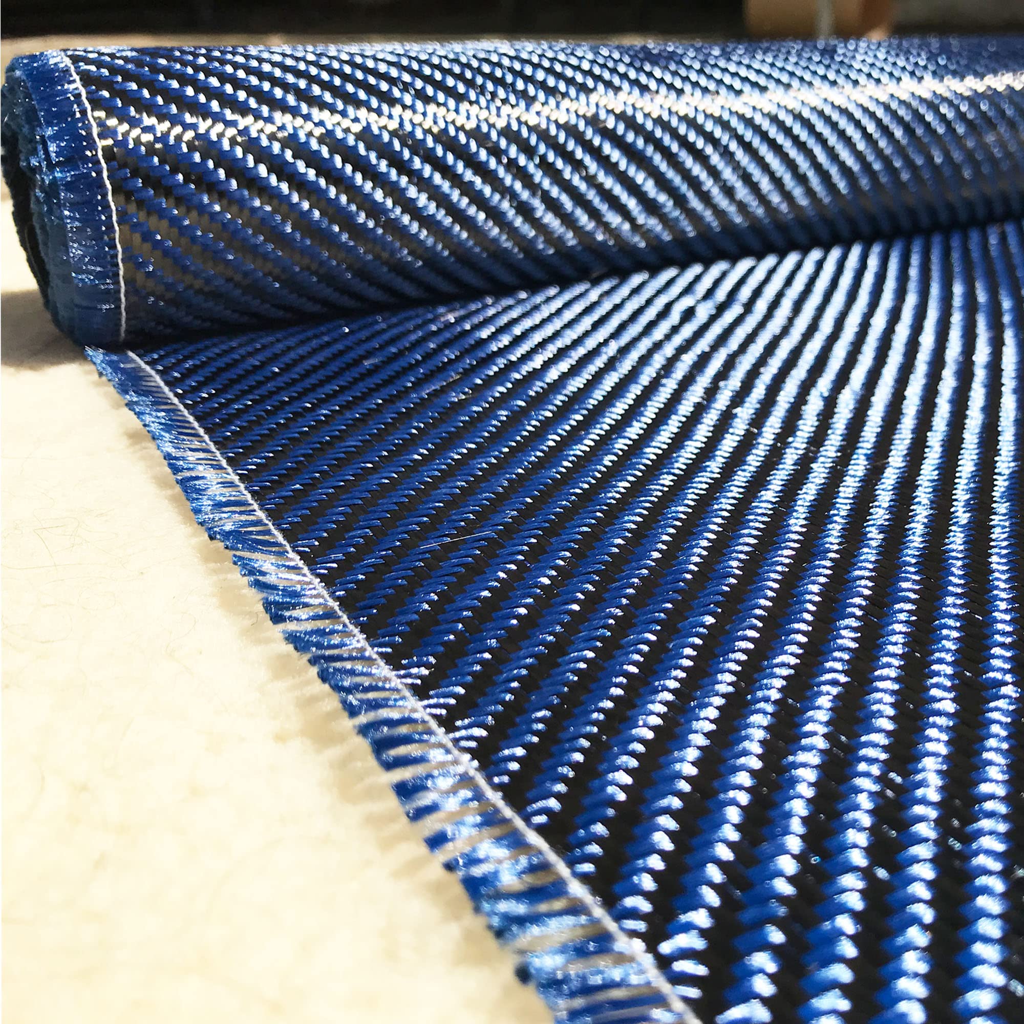 KARBXON Carbon Fiber Aramid Fabric Roll (5ft-10ft Length) - 1 Meter Wide (39.8 in) - 3K Twill Weave - 240g/m² - Blue - High Strength Fiber Cloth for Automotive Repair, Boat Restoration & DIY Projects