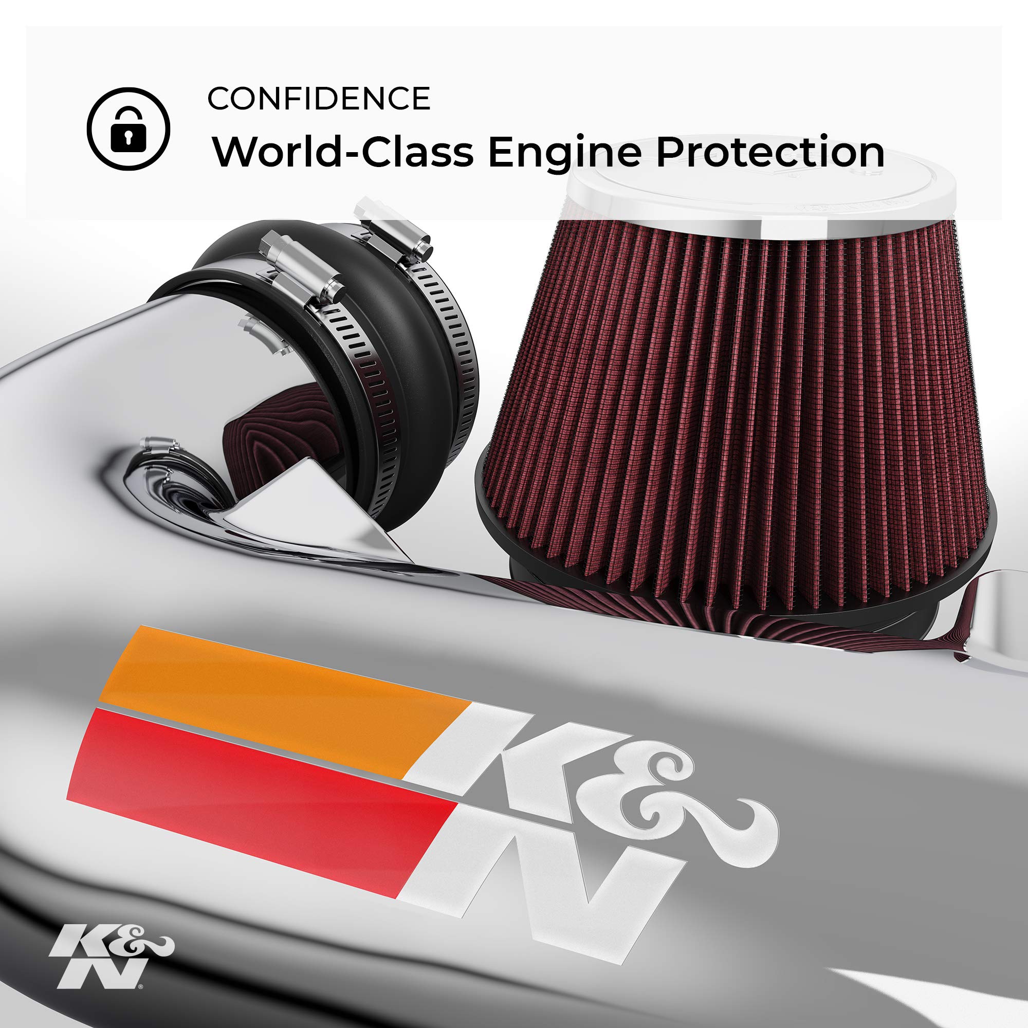 K&N 77-2576KTK High Performance Air Intake System with Black Air Filter Wrap - Compatible with Select Vehicles - Improves Engine Power & Acceleration for Racing & Off-Road Driving