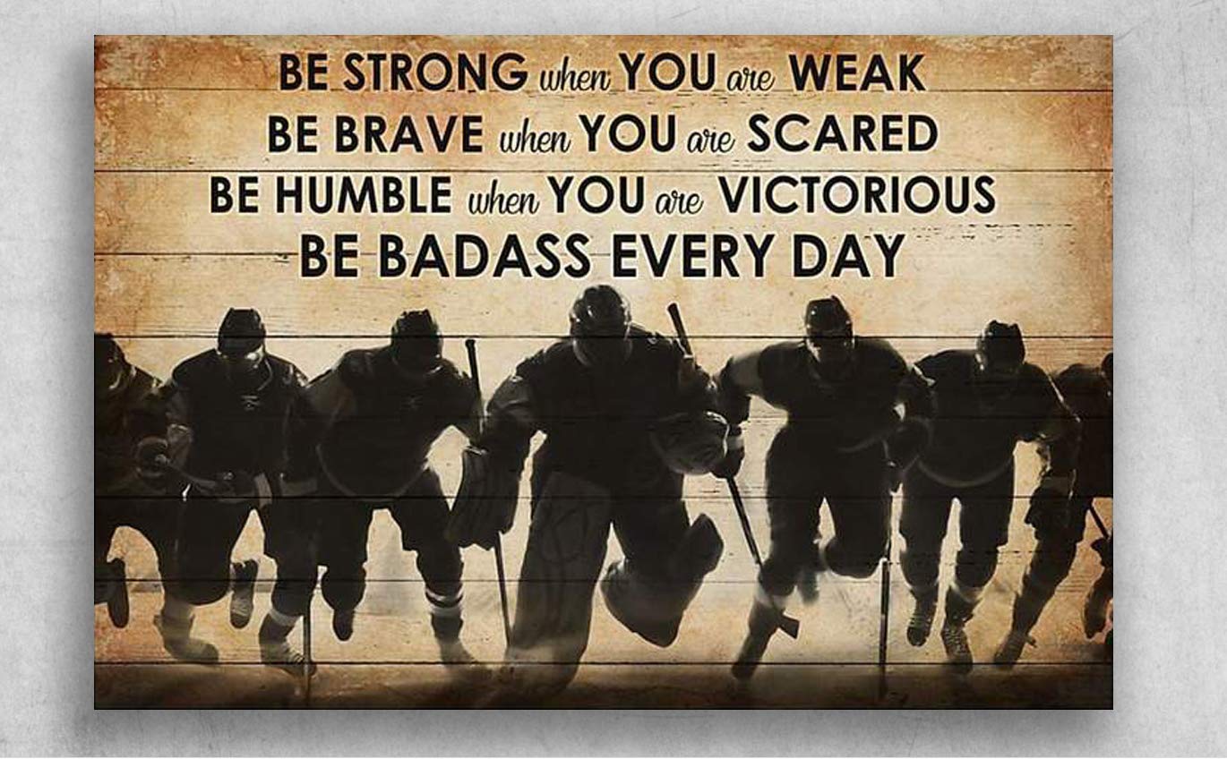 1000-Piece Hockey Players Jigsaw Puzzle - Motivational 'Be Strong When You Are Weak, Be Brave When You Are Scared' Design - Fun Adult & Kids Puzzle for Home Decor, Preschool Learning, and Family Game Night - Perfect Gift for Sports Fans & Puzzle Lovers