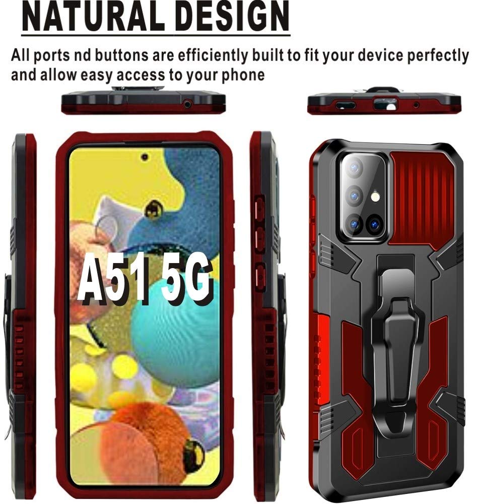 Folmeikat Samsung Galaxy A51 5G Case (2020 Model) - Military Grade Protective Phone Cover with HD Screen Protector, Belt Clip & Kickstand - Compatible with 6.5
