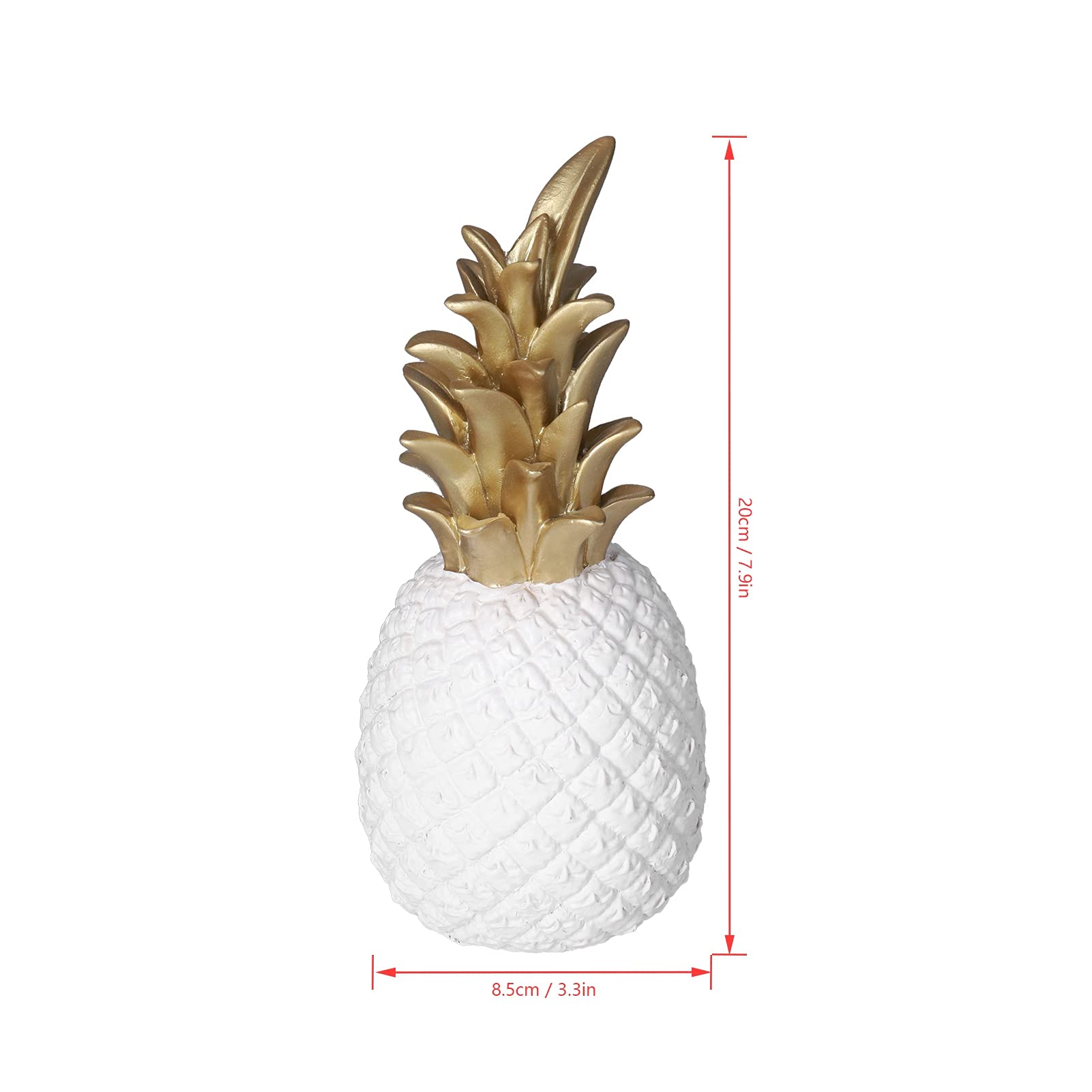 Nordic White Resin Pineapple Home Decor - Artificial Pineapple Decoration for Desk, Shelf & Living Room - Perfect for Farmhouse, Coastal & Boho Interior Design Styles