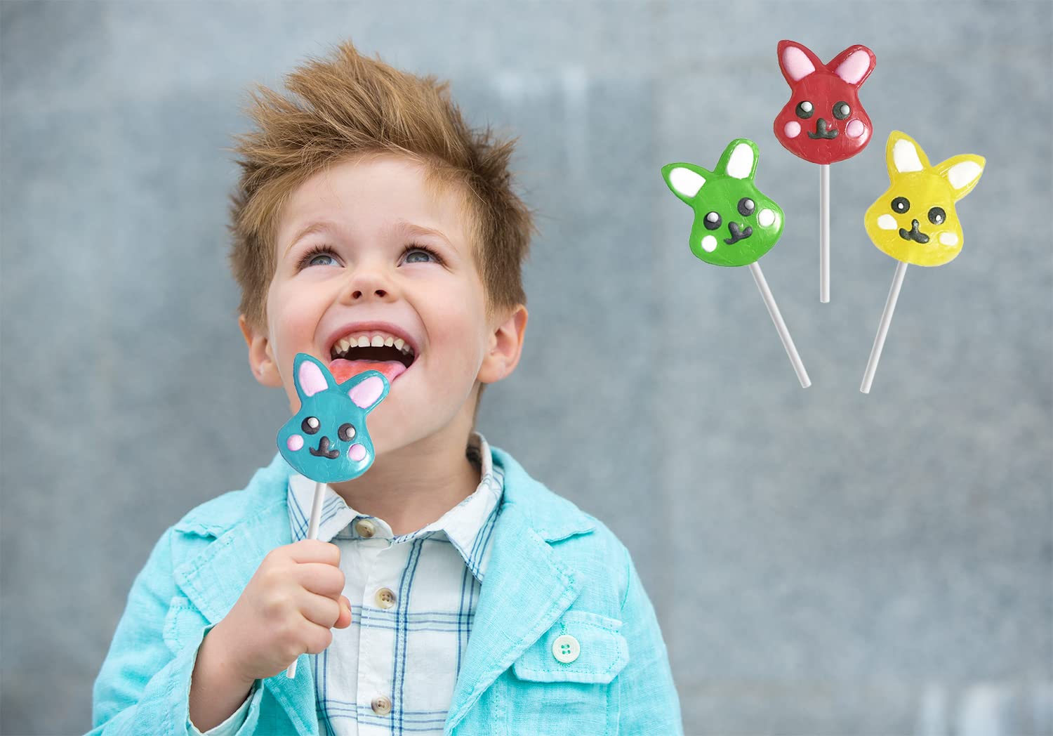 Happy Easter Bunny Lollipops 24-Pack - Colorful Easter Egg & Bunny Rabbit Shaped Suckers with Carrot Designs | Fat-Free, Individually Wrapped Candy | Perfect for Easter Baskets, Party Favors & Classroom Treats