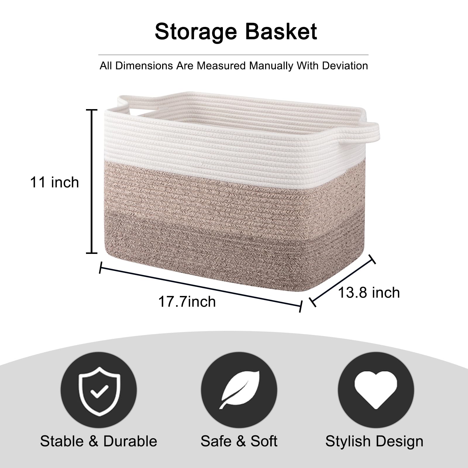 OIAHOMY Cotton Rope Storage Basket - 17.7