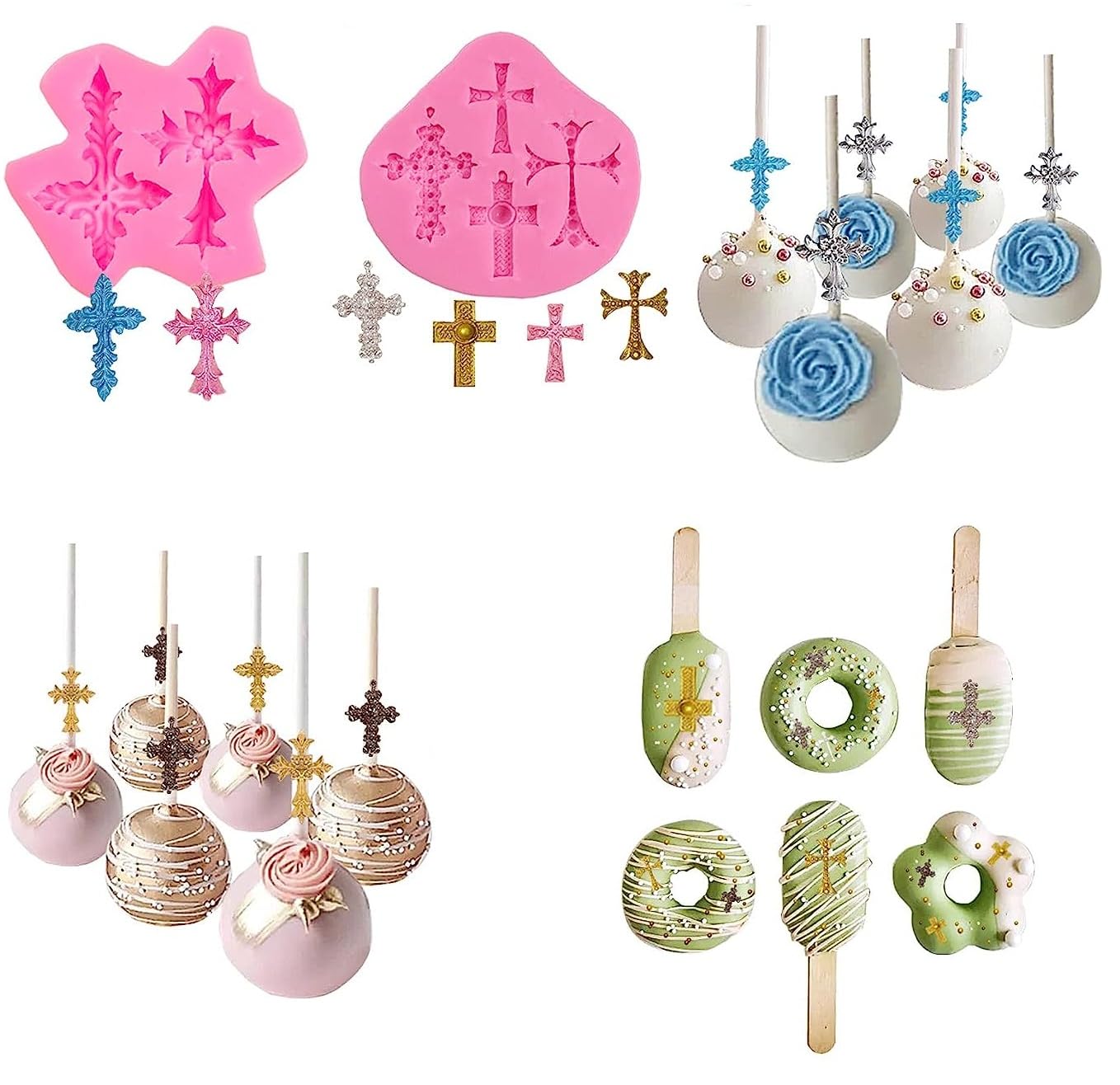2-Piece Silicone Cross Cake Molds for Baptism - Reusable Baking Decorations for Baptism Cakes, Cupcakes & Desserts - Perfect for Baptism Party Supplies, Church Events & Christian Celebrations