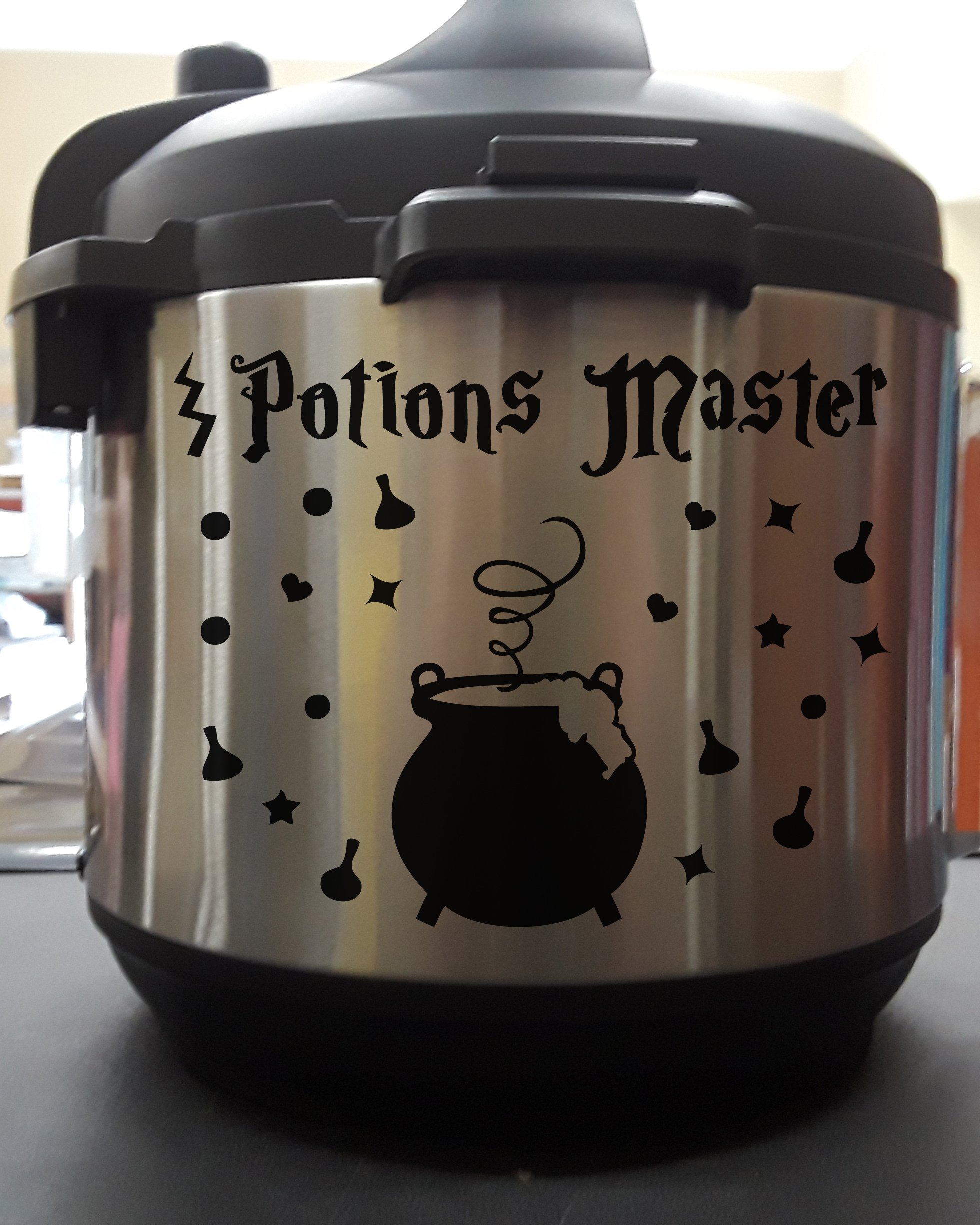 Potions Master Wizard Cauldron Black Vinyl Decal Sticker for Pressure Cooker - Harry Potter Inspired Kitchen Decor for Instant Pot & Slow Cookers - Perfect for Potterhead Fans & Magical Cooking