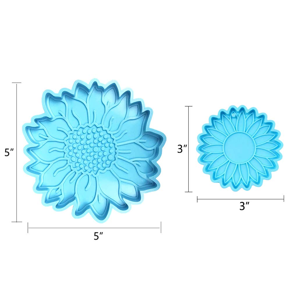 Sunflower Coaster & Keychain Resin Casting Molds - 2pcs Silicone Flower Molds for DIY Crafts, Home Decor, and Gift Making | Perfect for Epoxy Resin, Soap, and Candle Making