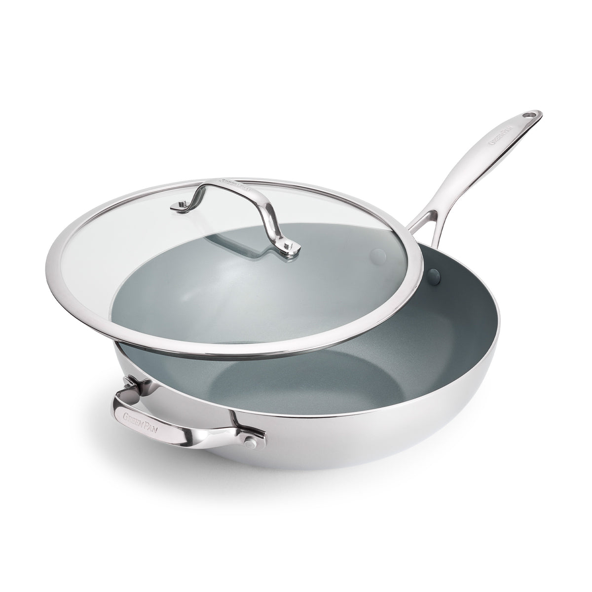 Valencia Pro 12-Inch Stainless Steel Wok with Glass Lid - Professional Stir Fry Pan for Asian Cooking, Home Kitchen & Restaurant Use