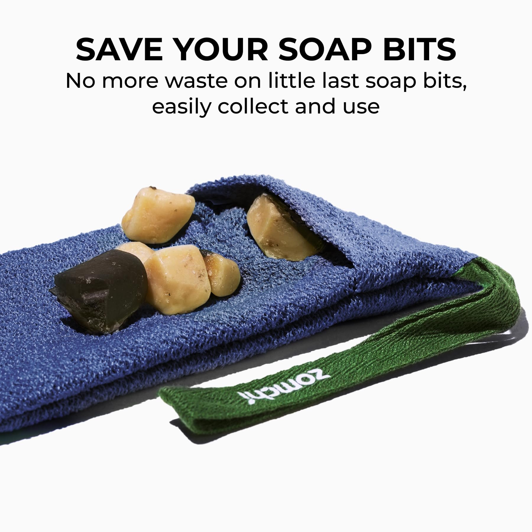 ZOMCHI 2-Pack Exfoliating Soap Saver Bags - Dual Texture Soap Pouch for Body Wash & Gentle Skin Exfoliation (Blue) | Perfect for Shower, Travel & Eco-Friendly Bath Routine