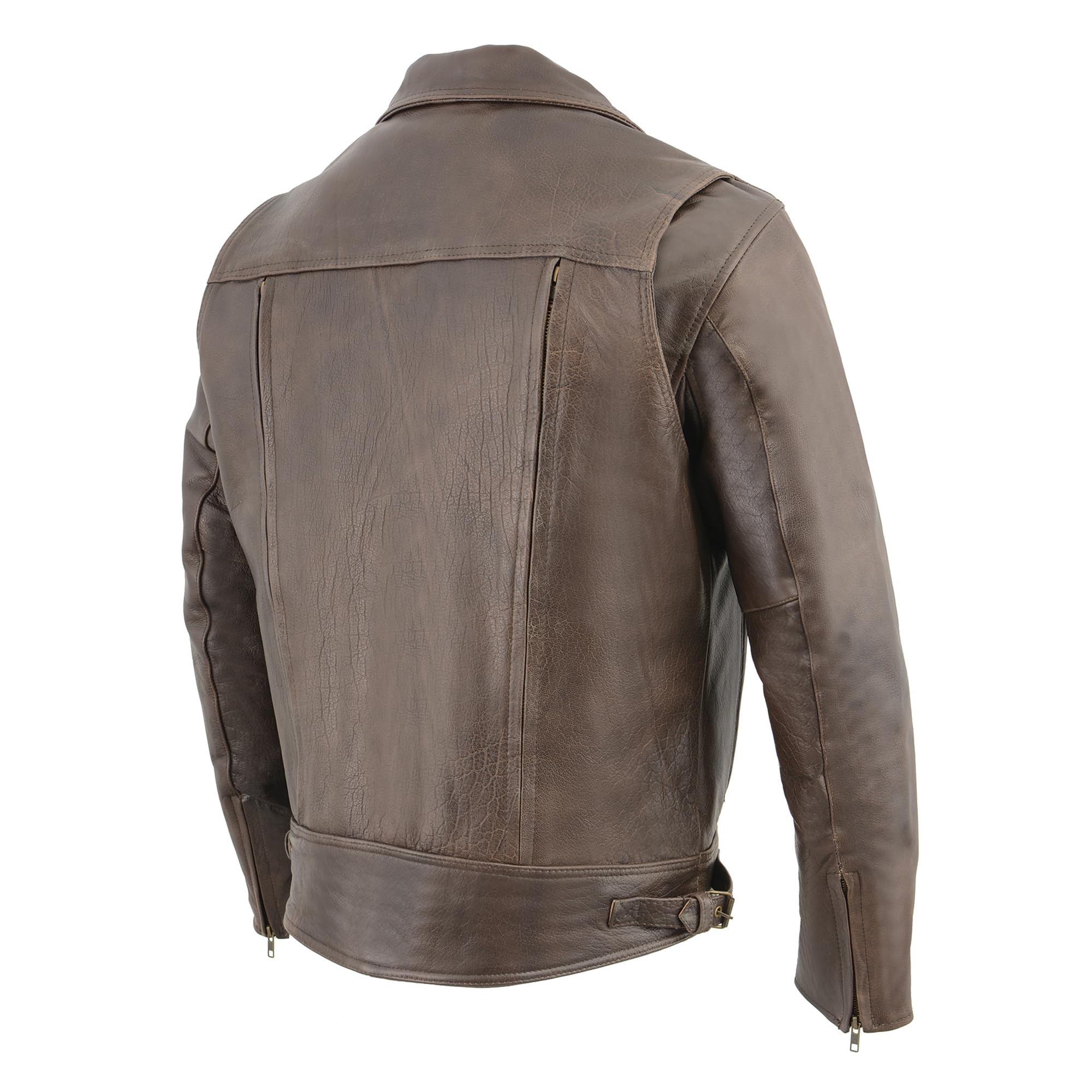 Milwaukee Leather MLM1522 - Men's Antique Brown Utility Pocket Motorcycle Jacket for Riding & Outdoor Adventures | Durable Leather Biker Jacket with Multiple Pockets