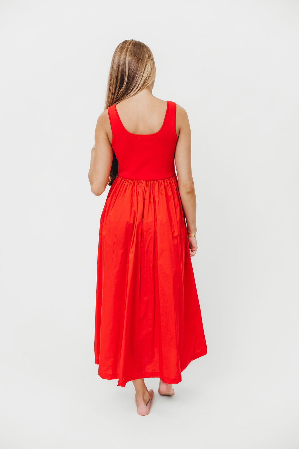 Addie Tank Midi Dress in Chili Red - Flowy Summer Dress for Women | Perfect for Beach, Vacation & Casual Outings