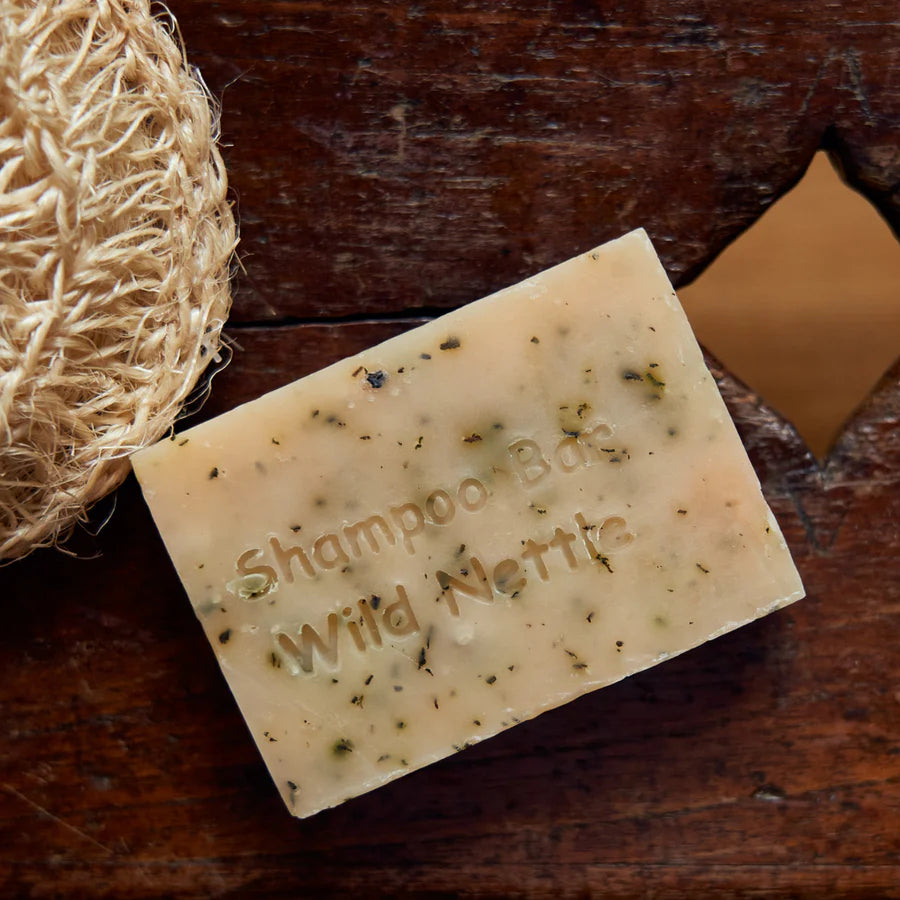 Wild Nettle Shampoo Bar 140g - Natural & Organic Hair Care for Dry Scalp & Dandruff - Sulfate-Free, Vegan, Eco-Friendly Solid Shampoo - Perfect for Travel, Camping & Zero Waste Lifestyle