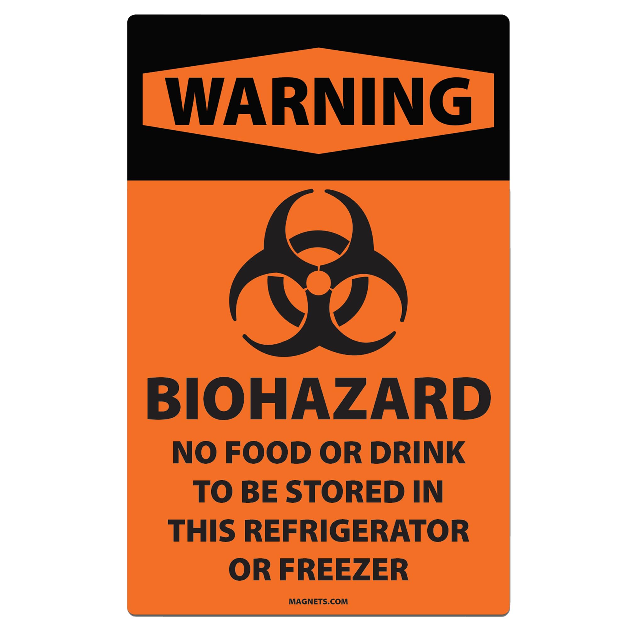 10 Pack - Biohazard Magnetic Signs for OSHA Compliance, No Food or Drink Stored in Refrigerator/Freezer - Perfect for Labs, Hospitals & Food Safety Areas