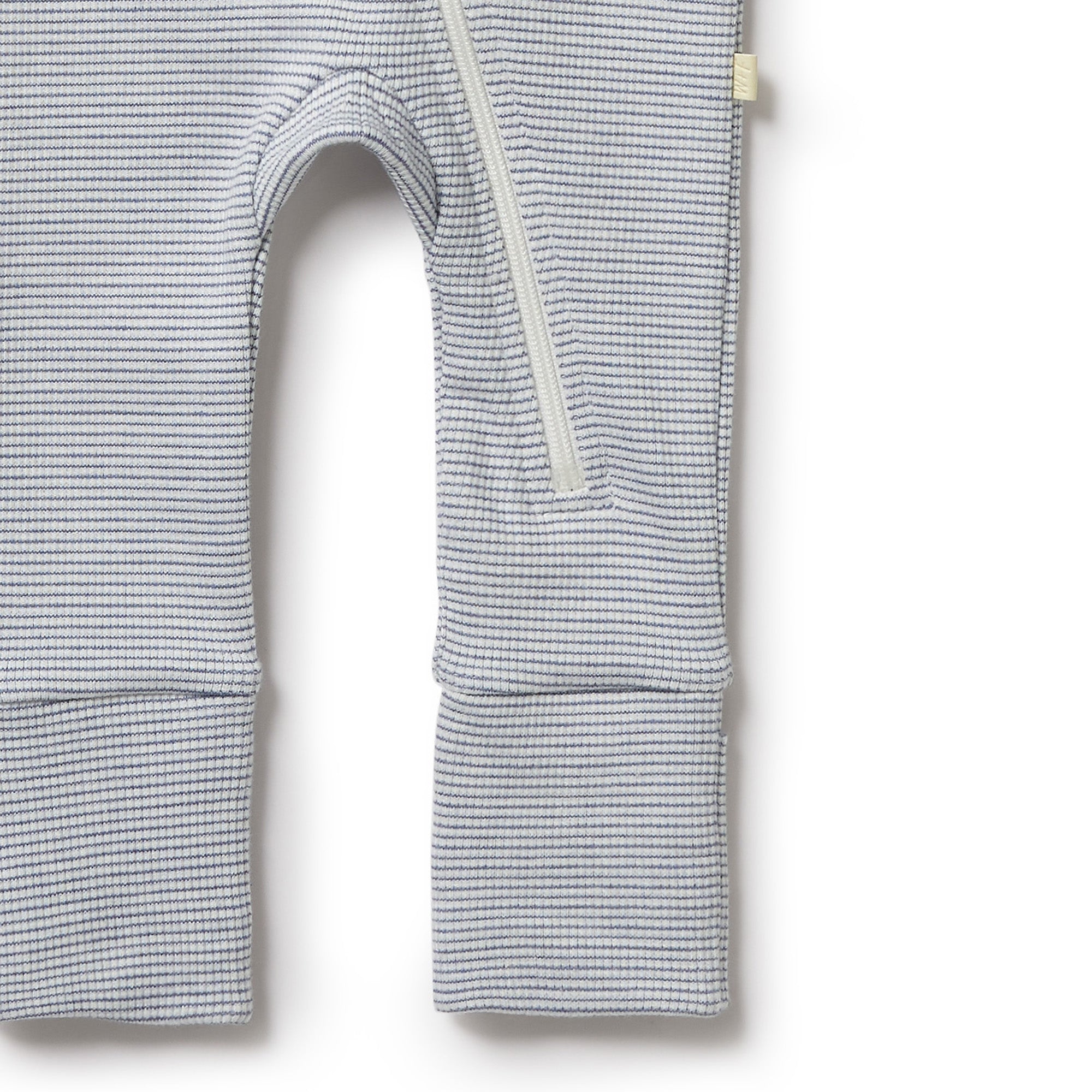 Organic Stripe Rib Zipsuit for Babies - Soft Cotton One-Piece Pajama with Zipper - Perfect for Sleepwear, Playtime & Photoshoots