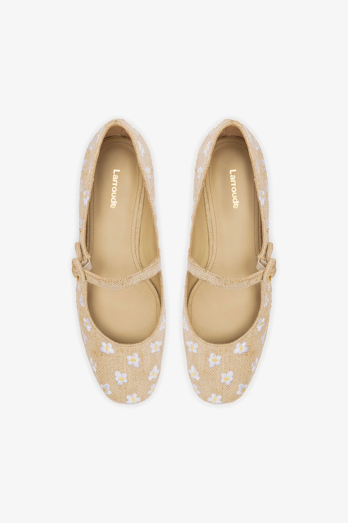 Blair Flatform Sandals in Raw Linen with Daisy Embroidery - Comfortable Summer Shoes for Beach, Vacation and Casual Outfits
