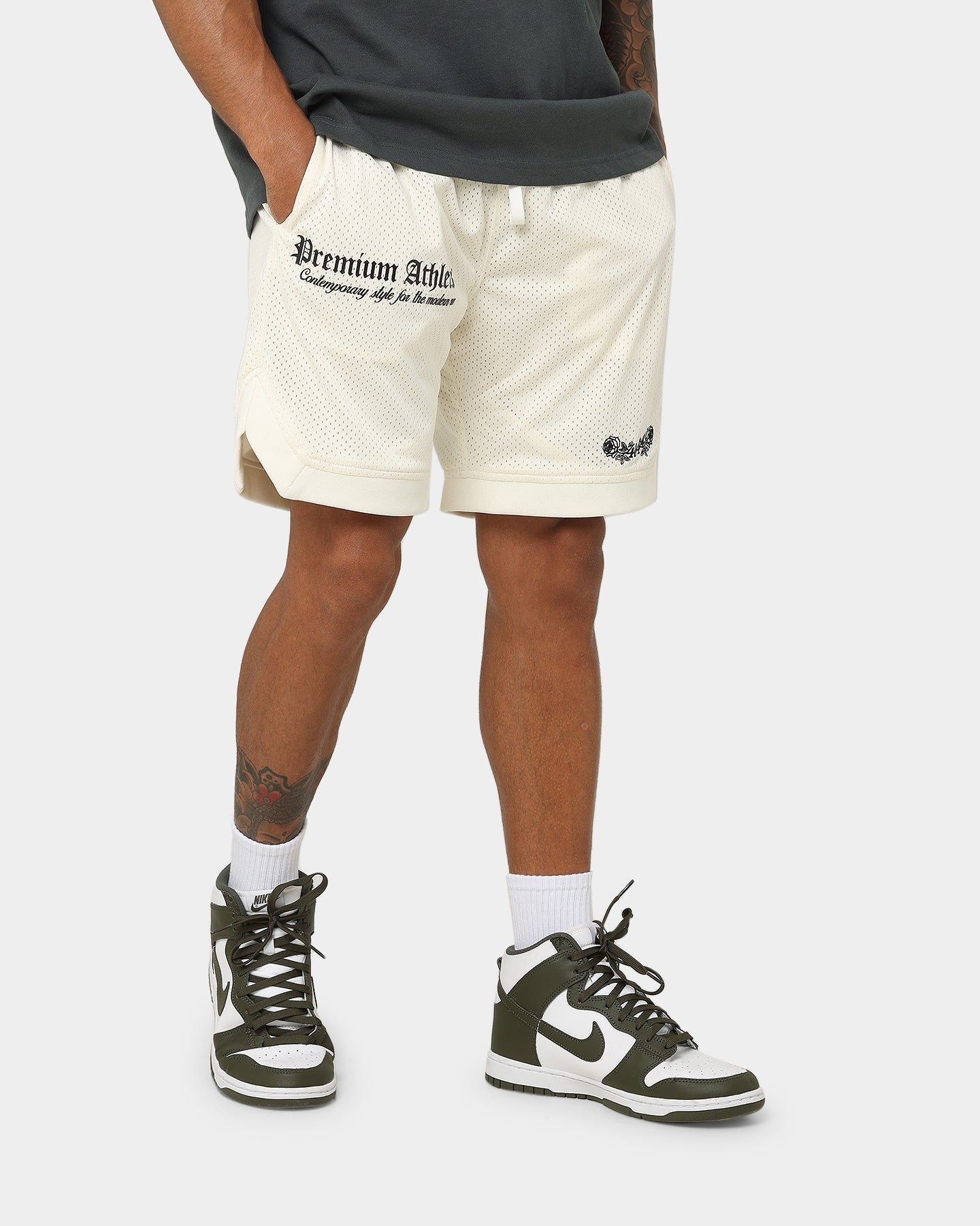 Premium 404 Athletics Basketball Shorts for Men - Breathable & Comfortable Off-White Sports Shorts - Perfect for Basketball, Gym & Casual Wear