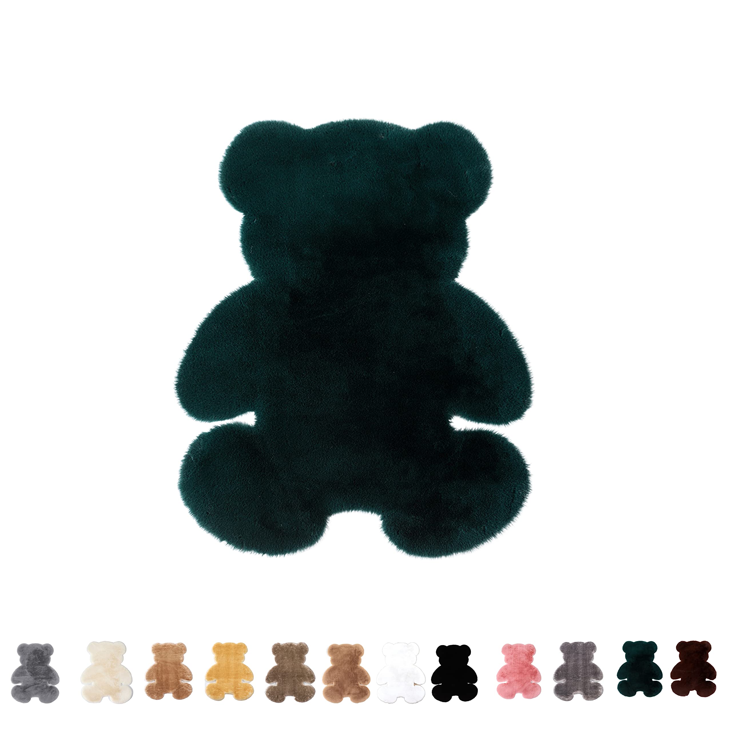 HYGGE HOME Ultra Soft Faux Rabbit Fur Area Rug - Green Plush Shaggy Rug for Bedroom & Living Room Decor | Cozy Teddy Bear Shaped Fluffy Rug for Girls Room | Perfect for Floor Seating, Nursery & Aesthetic Home Styling