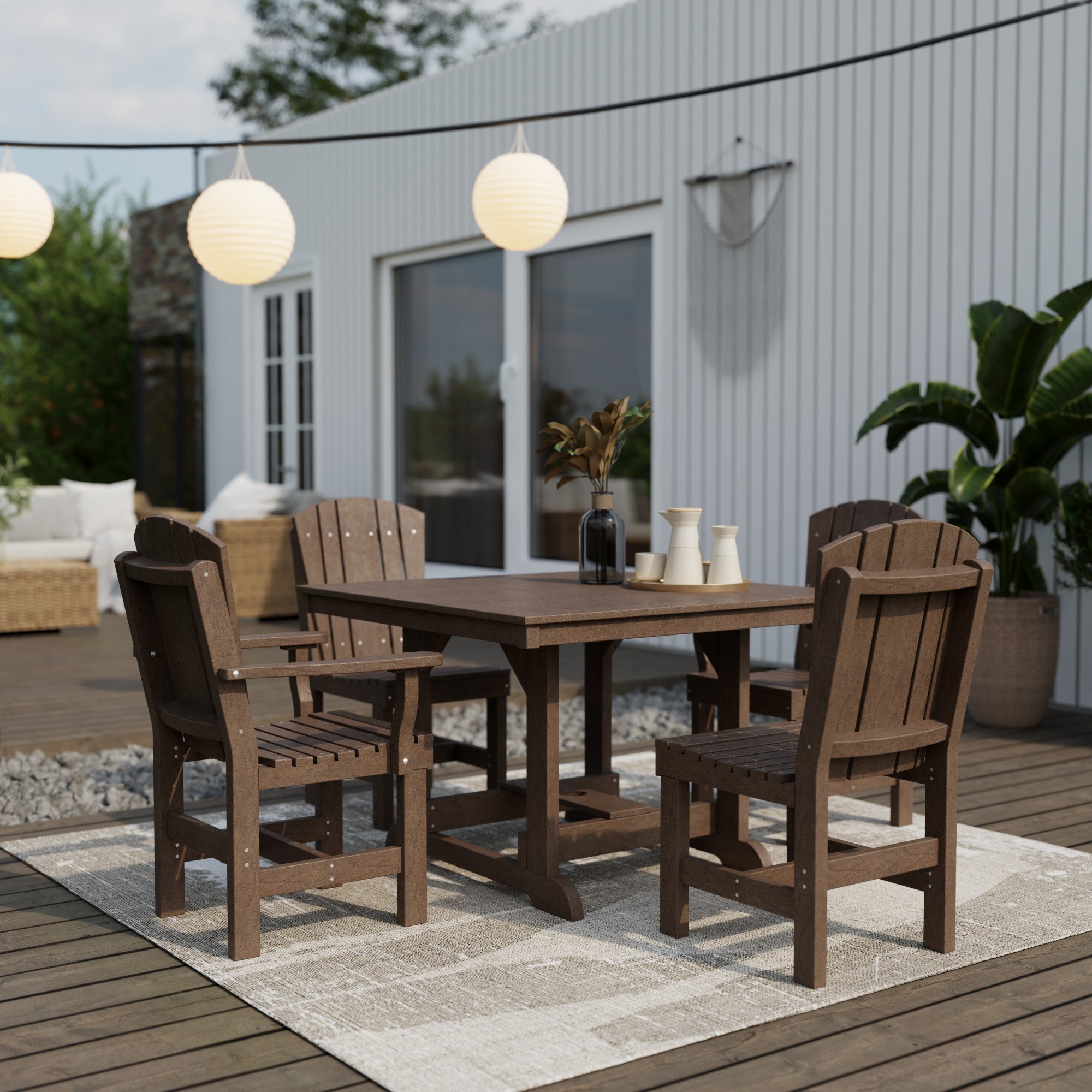 Heritage 5-Piece 44x44 Inch Square Outdoor Dining Set with Cushions - Perfect for Patio, Garden, and Backyard Entertaining