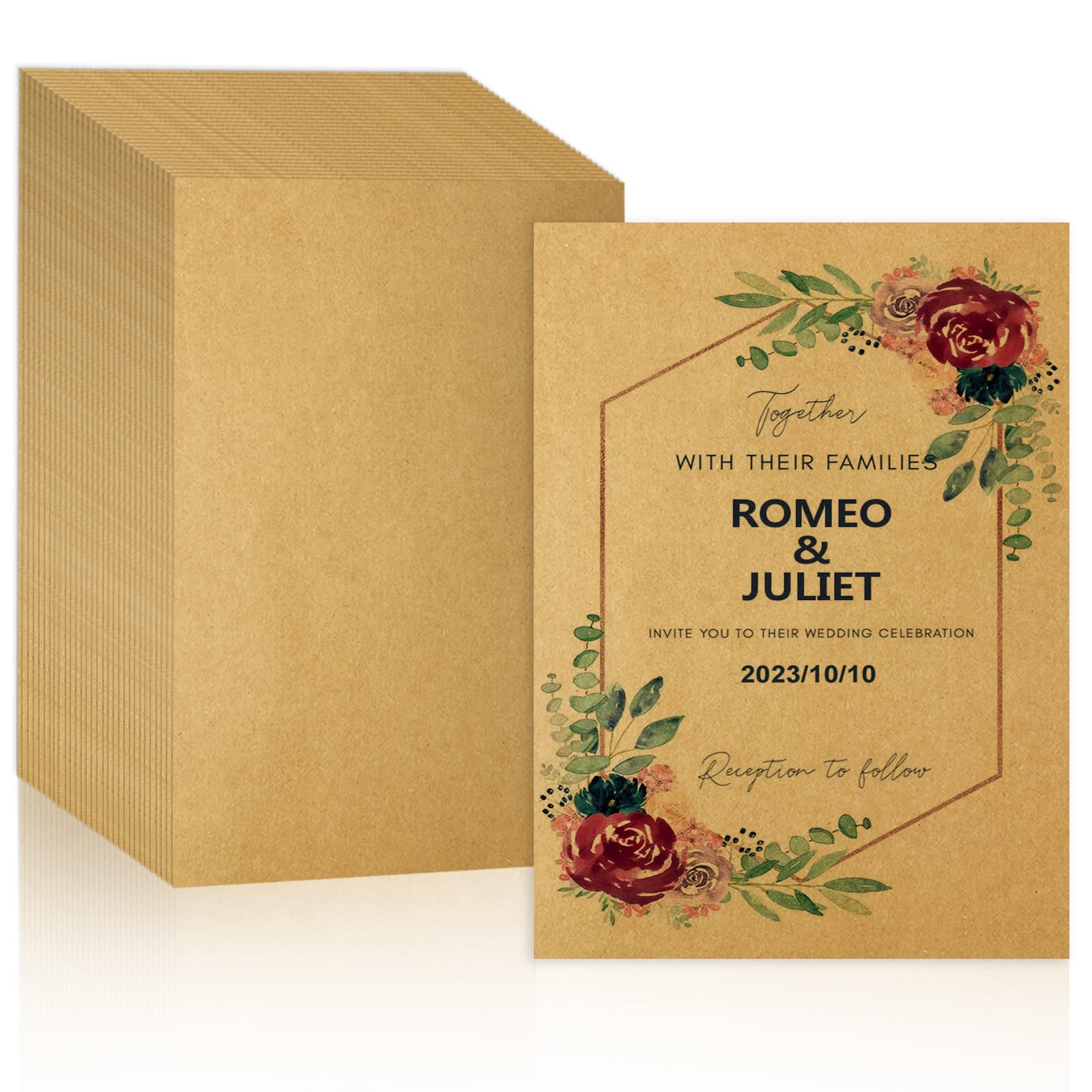 FSWCCK 120 Sheets Brown Kraft Cardstock Paper - 8.5 x 11 Inch Letter Size, Thick Cover Cardstock for DIY Crafts, Greeting Cards, Scrapbooking & Invitations - Premium Tan Cardstock (120 Sheets) - Perfect for Handmade Projects, Wedding Invites & School Art