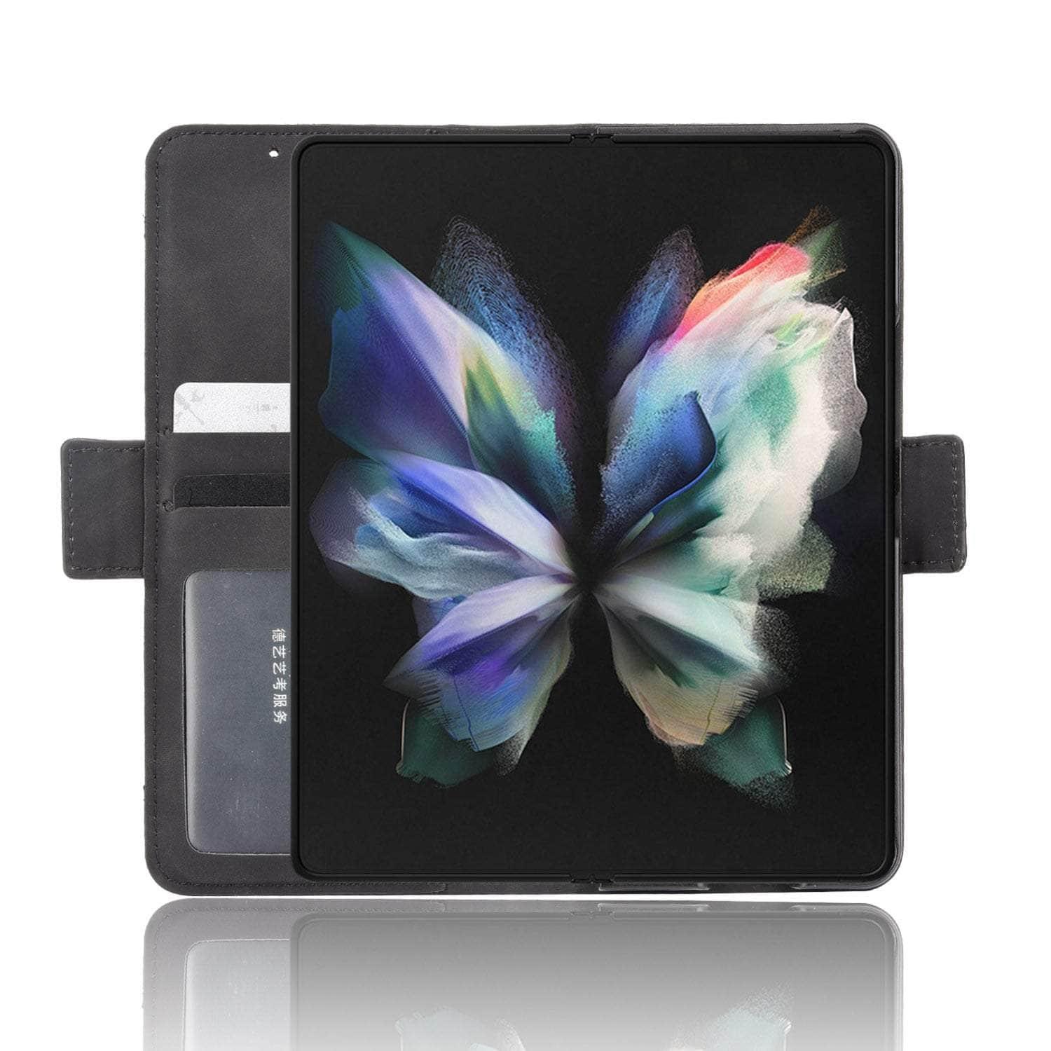 Premium Vegan Leather Case for Samsung Galaxy Z Fold 3 with S Pen Slot - Slim Protective Cover for Work, Travel & Everyday Use