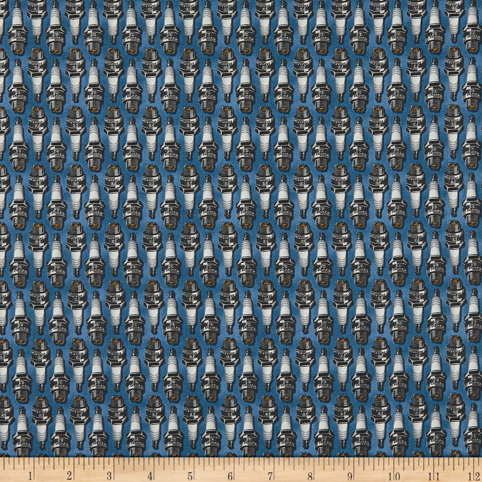 Windham Fabrics Born To Ride Spark Plugs Denim Quilting Fabric by the Yard - Premium Cotton Material for DIY Quilts, Apparel & Home Decor Projects