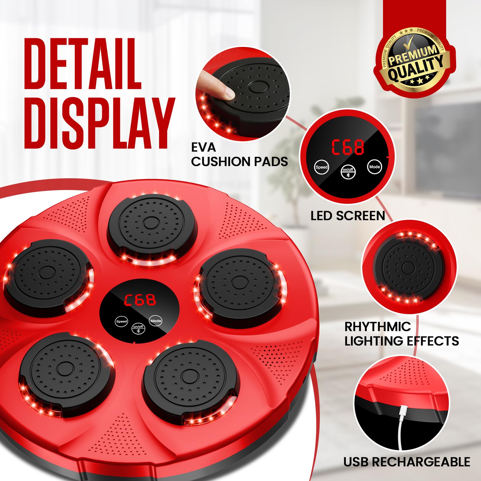 2025 Smart Bluetooth Music Boxing Machine - Wall Mounted Home Workout Equipment with 9 Speed Modes & Boxing Gloves for Adults & Kids | Perfect for Fitness Training, Stress Relief & Family Fun