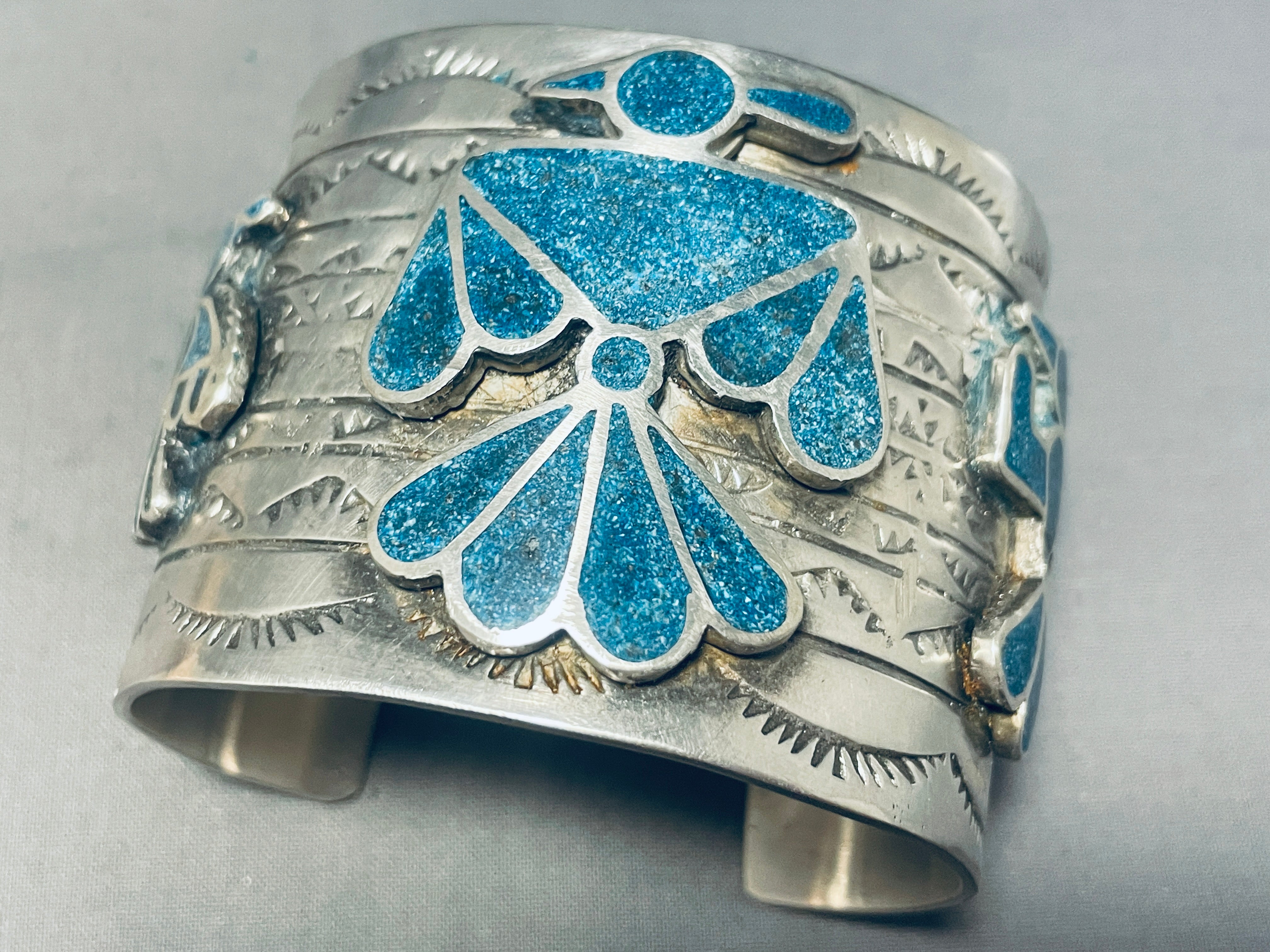 Navajo Sterling Silver Turquoise Bird Bracelet - 167g Wide Cuff for Women | Handmade Native American Jewelry for Boho, Festival & Everyday Wear