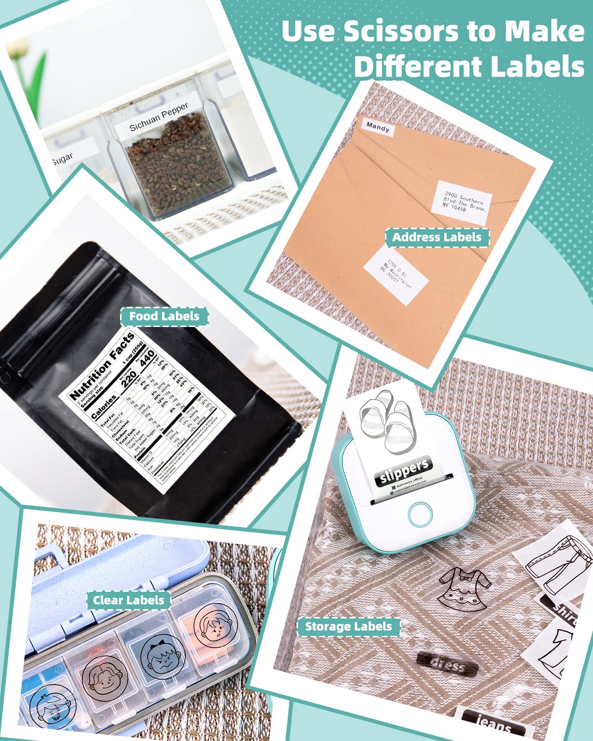 Memoking T02 Portable Mini Thermal Sticker Printer - Compact Label Maker for Study Notes, Photos, Journals & DIY Projects | Includes 3 Rolls of White Sticky Paper | Perfect for School, Office & Home Organization