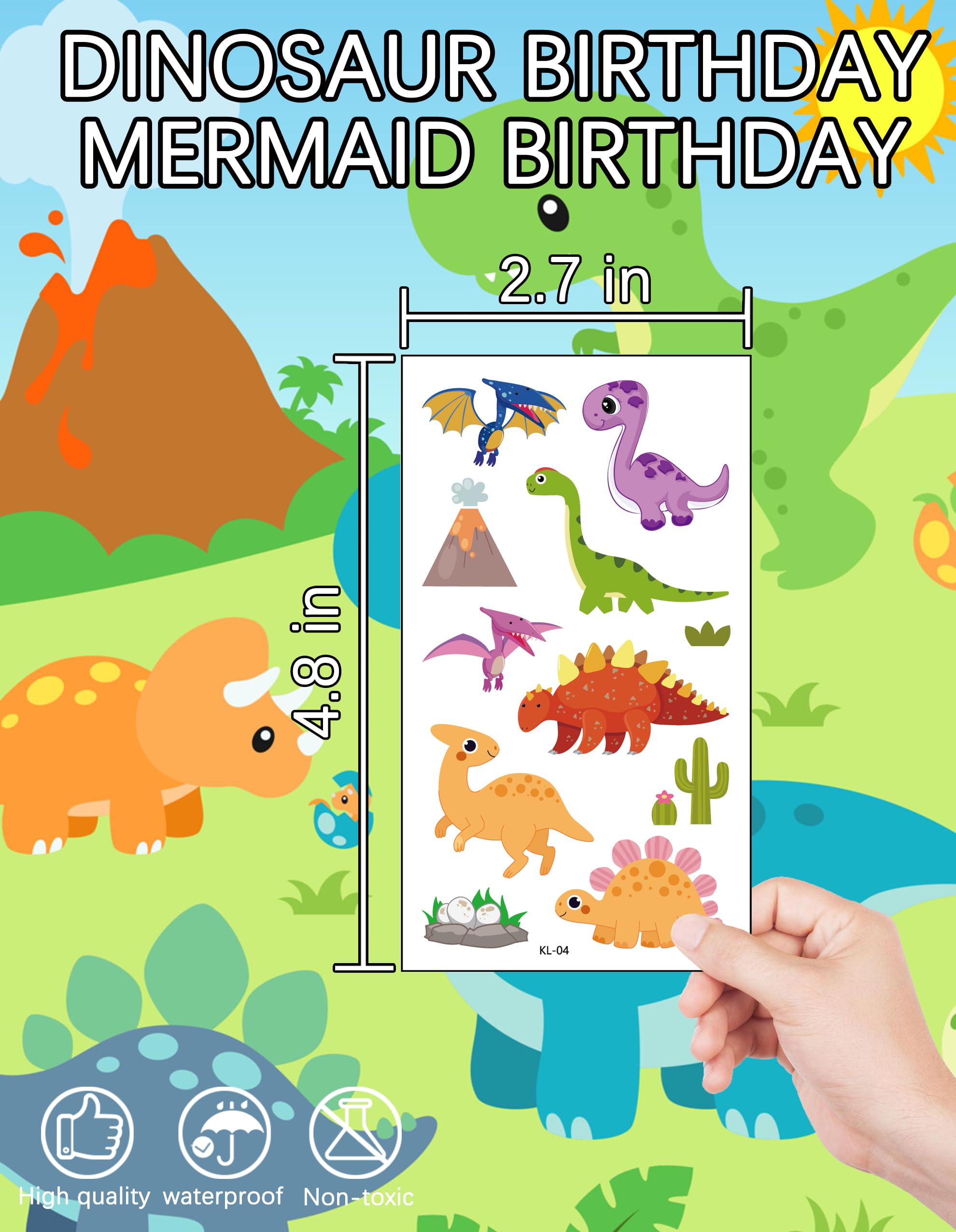 288-Piece Dinosaur Temporary Tattoos Kit - Perfect for Birthday Party Favors, Decorations & Game Prizes - Fun Dinosaur Stickers for Kids, Party Supplies & Reward Gifts - Great for Themed Parties, Classroom Rewards & Kids' Activities