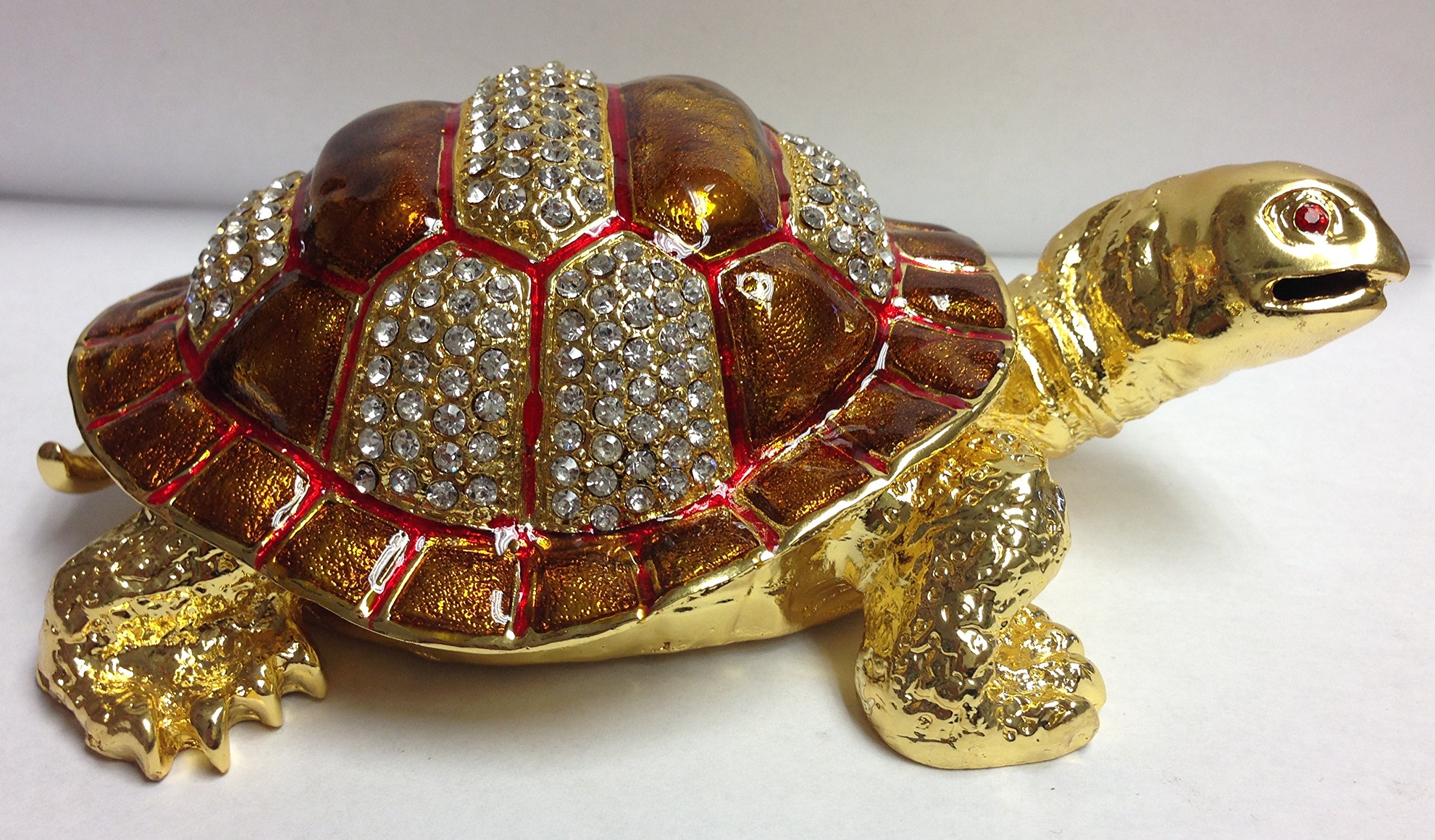 Golden Jeweled Turtle Trinket Box for Jewelry & Keepsakes