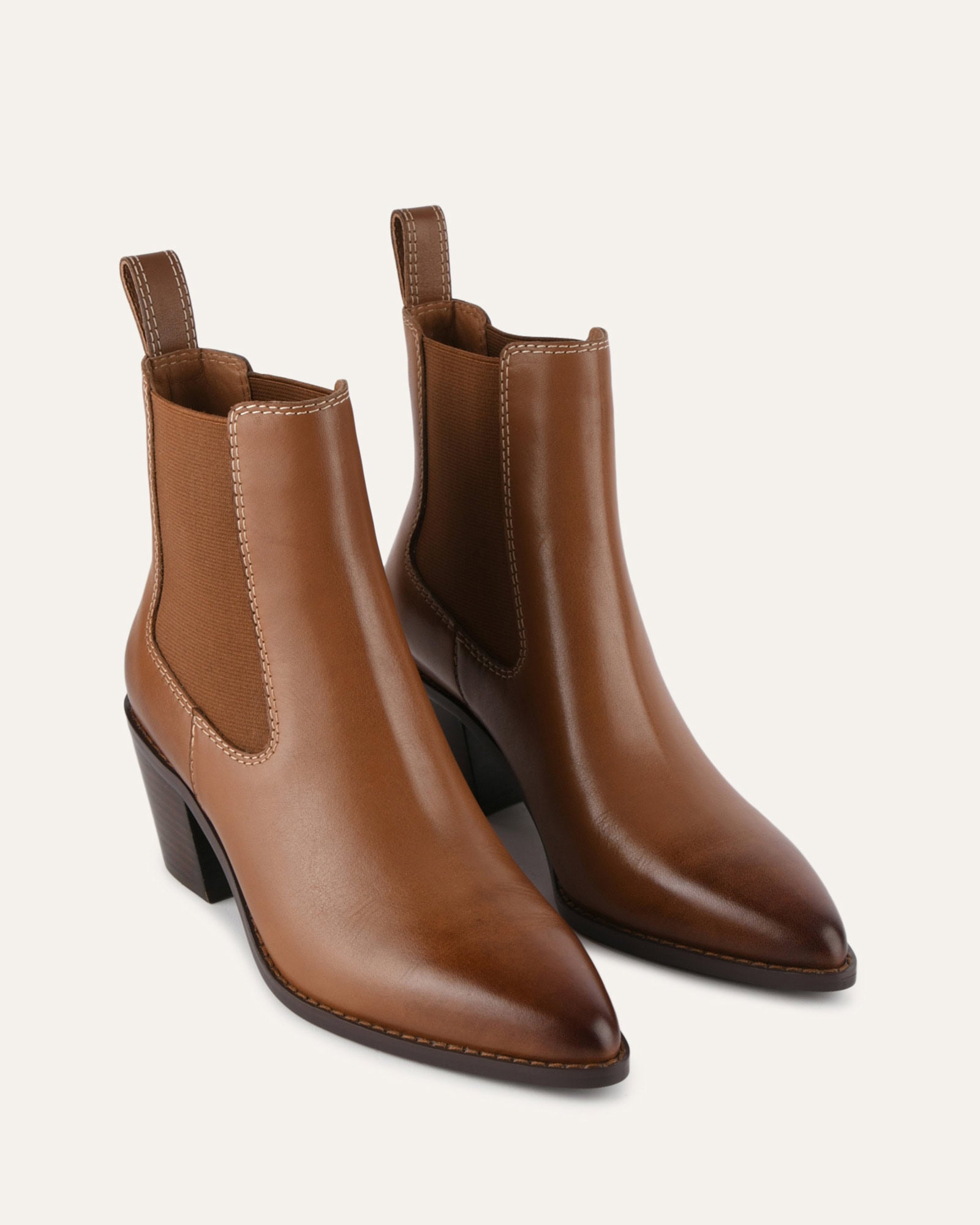 Zella Mid Ankle Boots for Women - Dark Tan Leather Booties, Comfortable & Stylish for Fall, Winter, and Everyday Wear